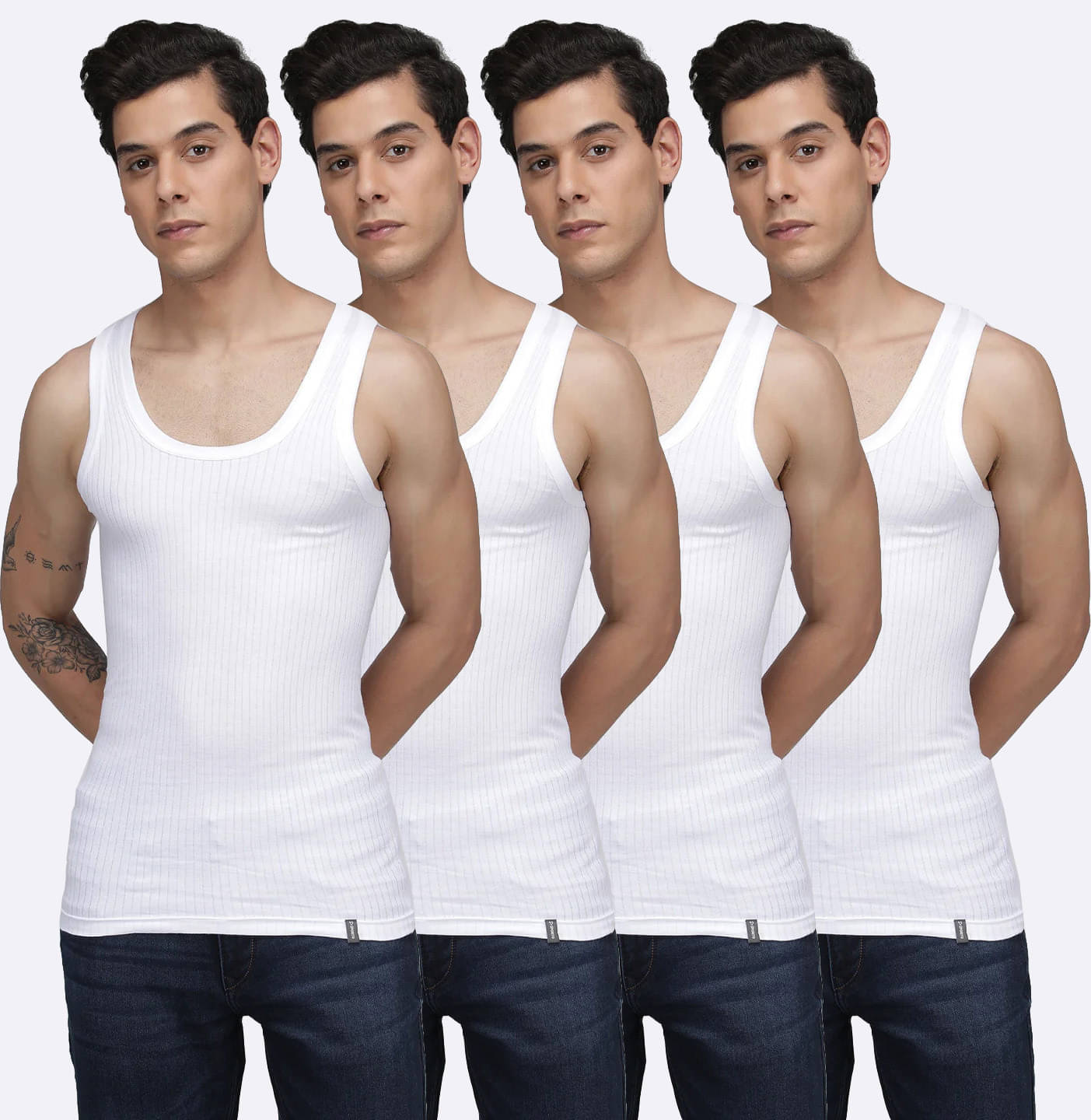 Amul comfy Pack of 4 Cotton Basic Vest For Men ( White ) Amul comfy Pack of 4 Cotton Basic Vest For Men ( White )