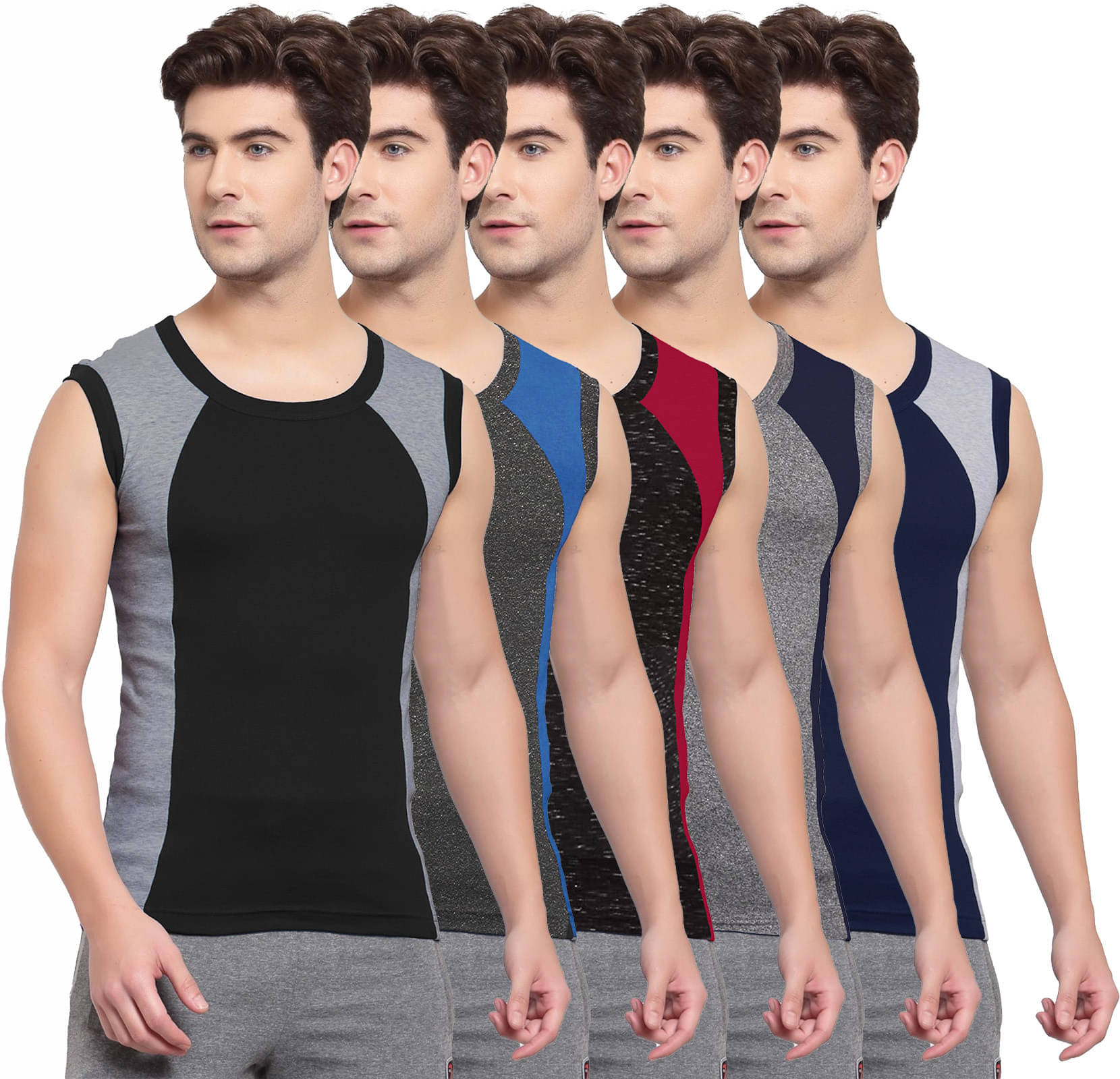 Amul comfy Pack of 5 Cotton Basic Vest For Men ( Multicolor ) Amul comfy Pack of 5 Cotton Basic Vest For Men ( Multicolor )