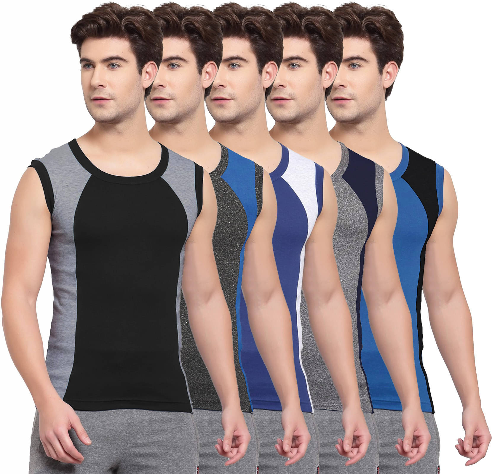     			Amul comfy Pack of 5 Cotton Basic Vest For Men ( Multicolor )