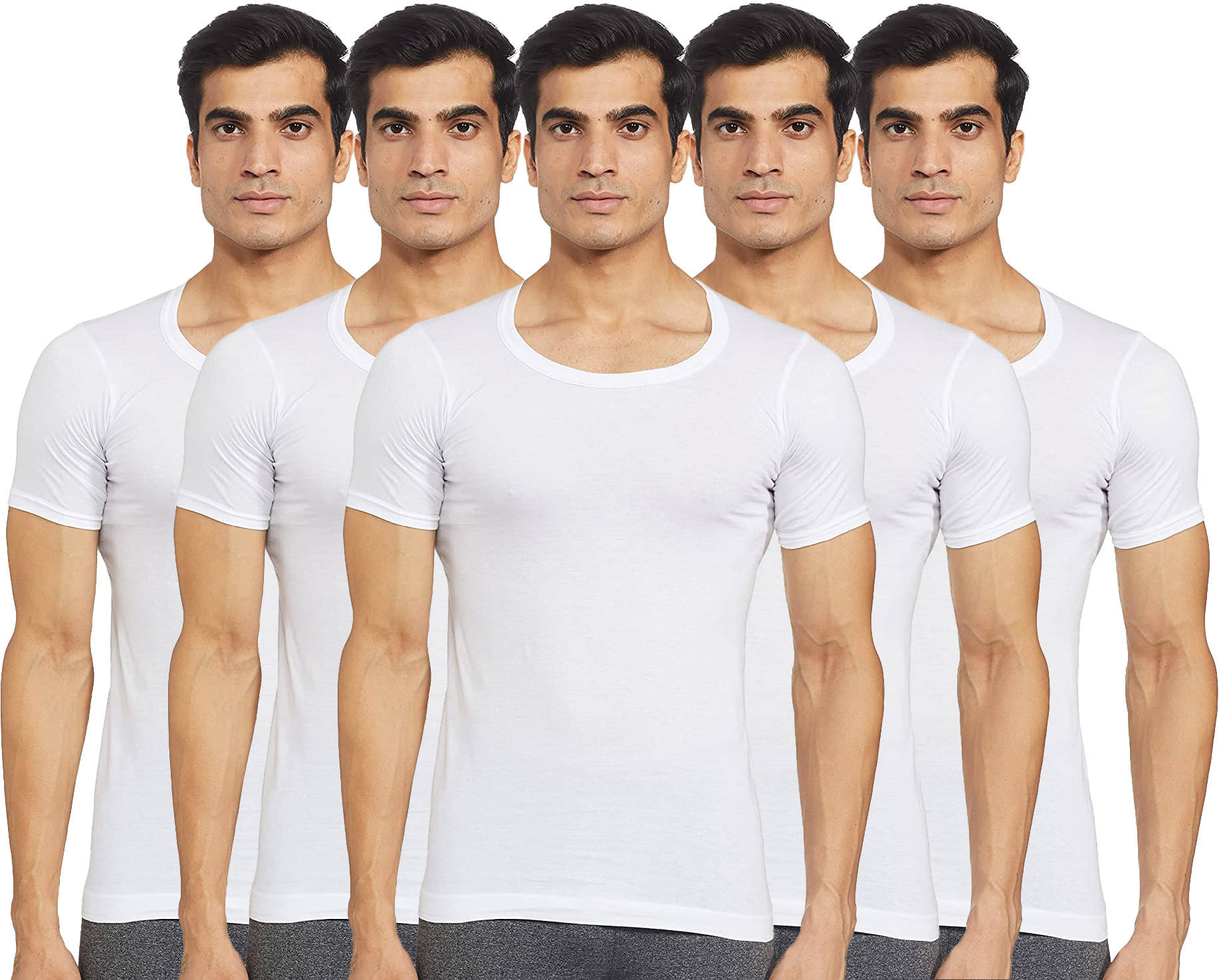 Amul comfy Pack of 5 Cotton Basic Vest For Men ( White ) Amul comfy Pack of 5 Cotton Basic Vest For Men ( White )