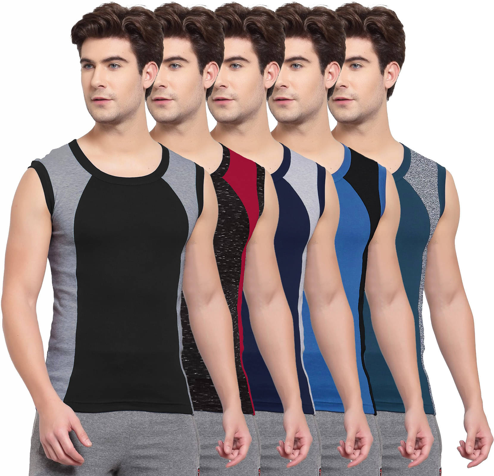     			Amul comfy Pack of 5 Cotton Basic Vest For Men ( Multicolor )