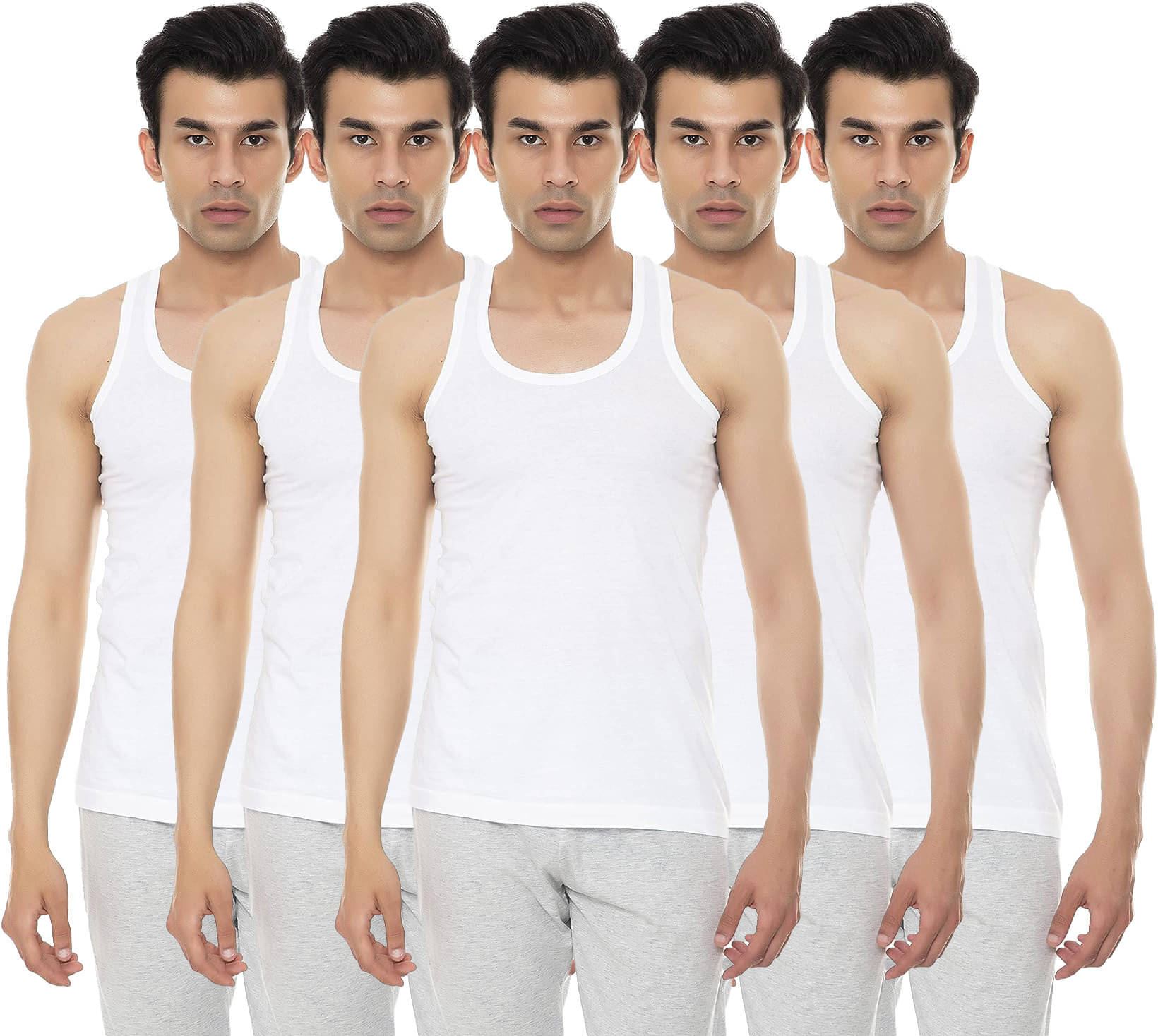     			Amul comfy Pack of 5 Cotton Basic Vest For Men ( White )