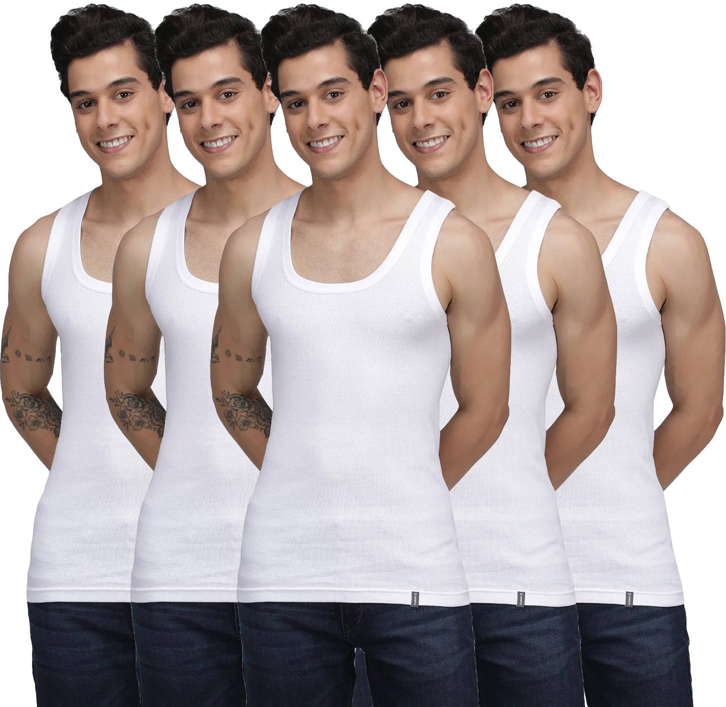     			Amul comfy Pack of 5 Cotton Basic Vest For Men ( White )
