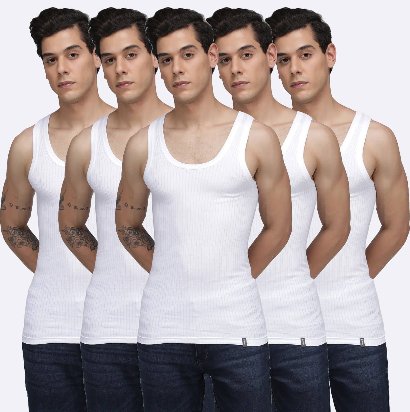     			Amul comfy Pack of 5 Cotton Basic Vest For Men ( White )