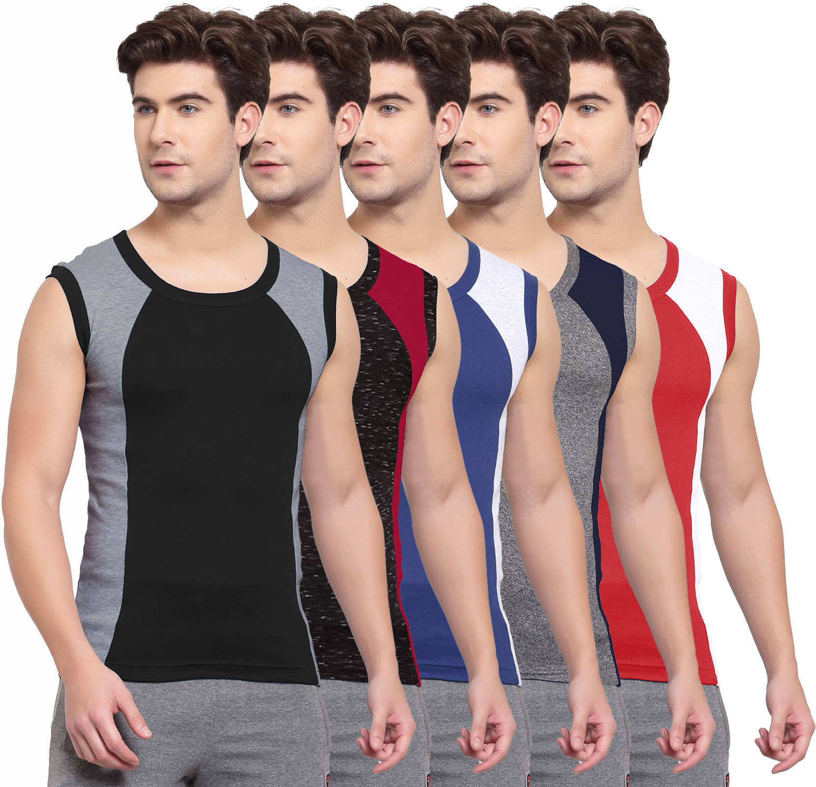 Amul comfy Pack of 5 Cotton Basic Vest For Men ( Multicolor ) Amul comfy Pack of 5 Cotton Basic Vest For Men ( Multicolor )