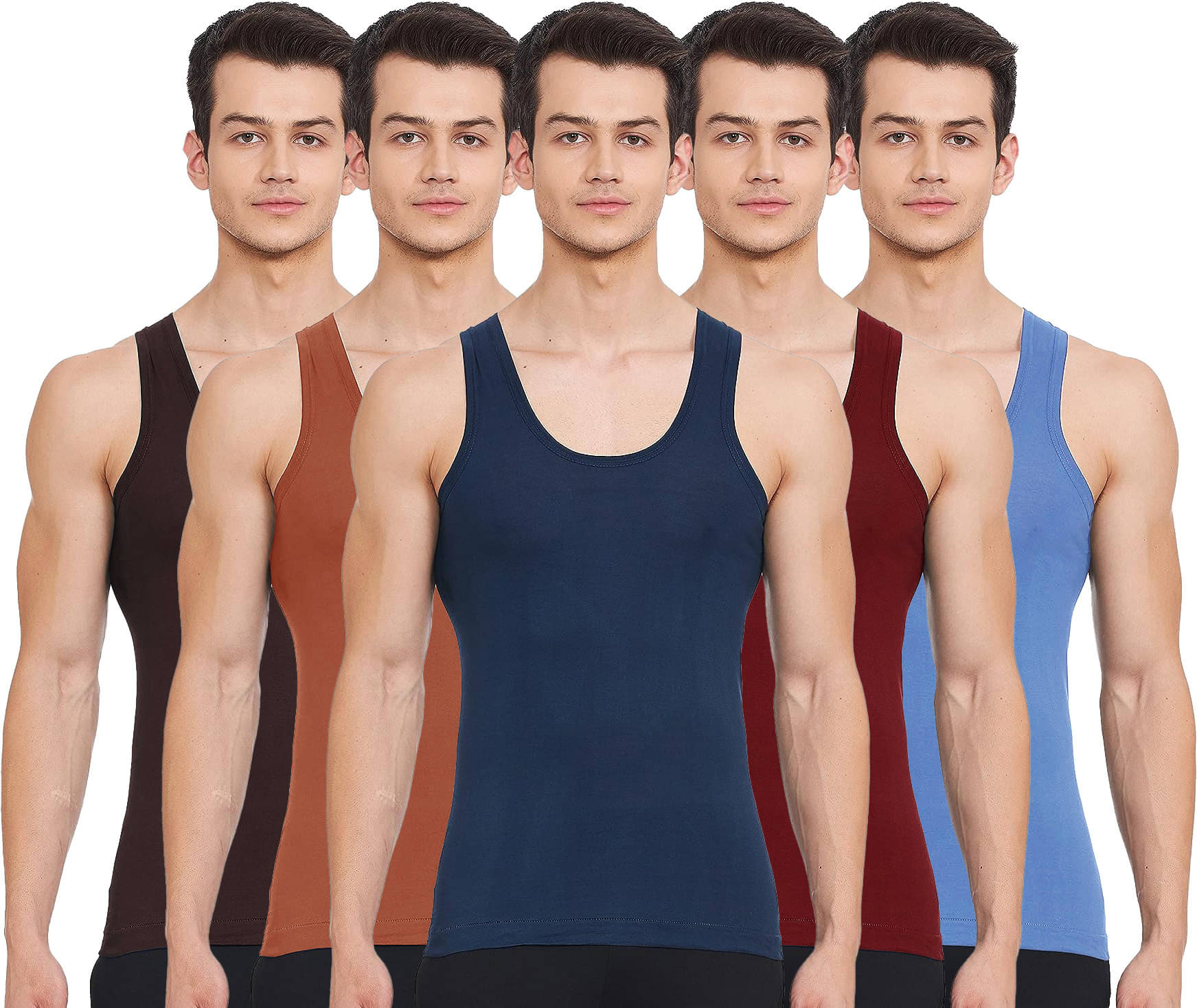 Amul comfy Pack of 5 Cotton Basic Vest For Men ( Multicolor ) Amul comfy Pack of 5 Cotton Basic Vest For Men ( Multicolor )