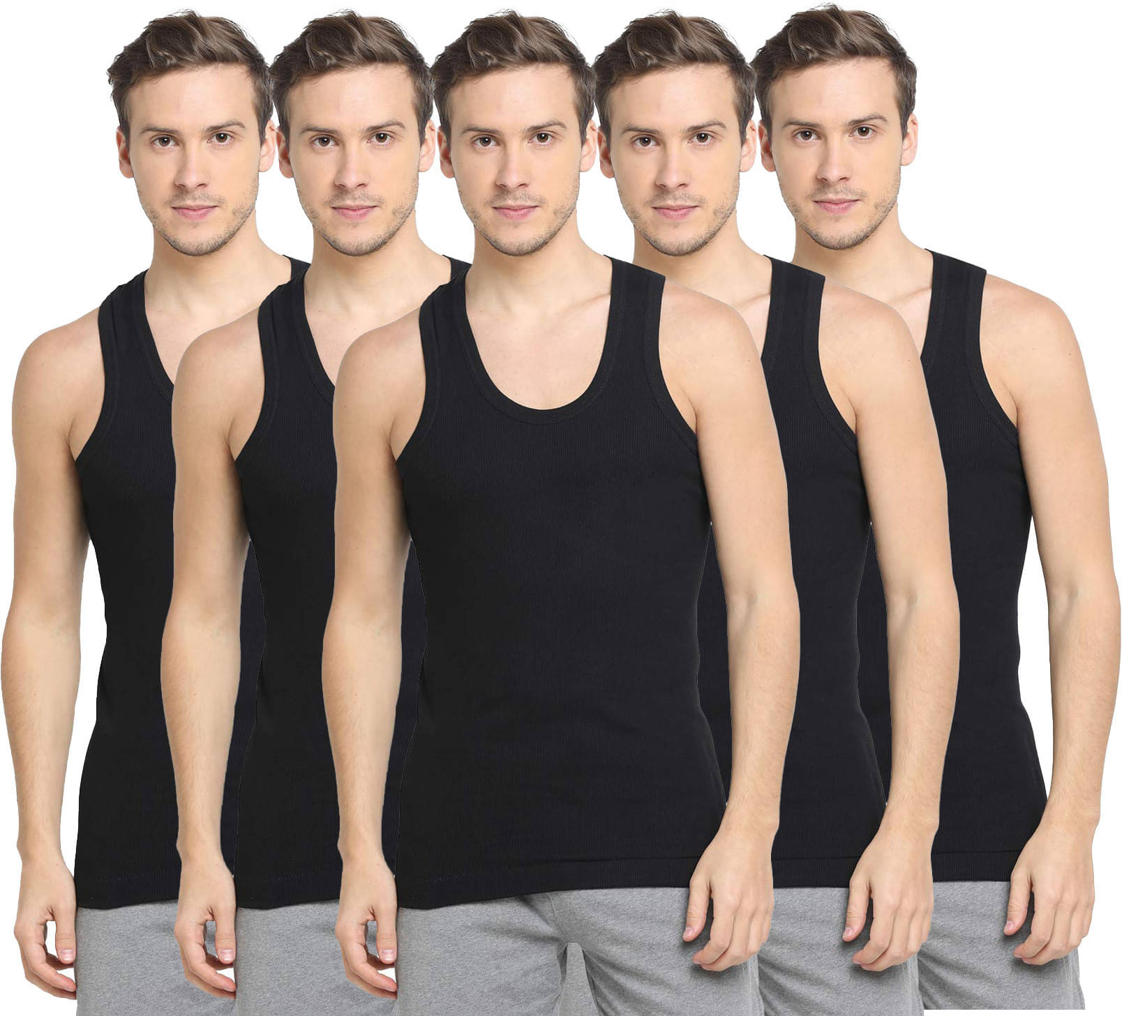 Amul comfy Pack of 5 Cotton Basic Vest For Men ( Black ) Amul comfy Pack of 5 Cotton Basic Vest For Men ( Black )