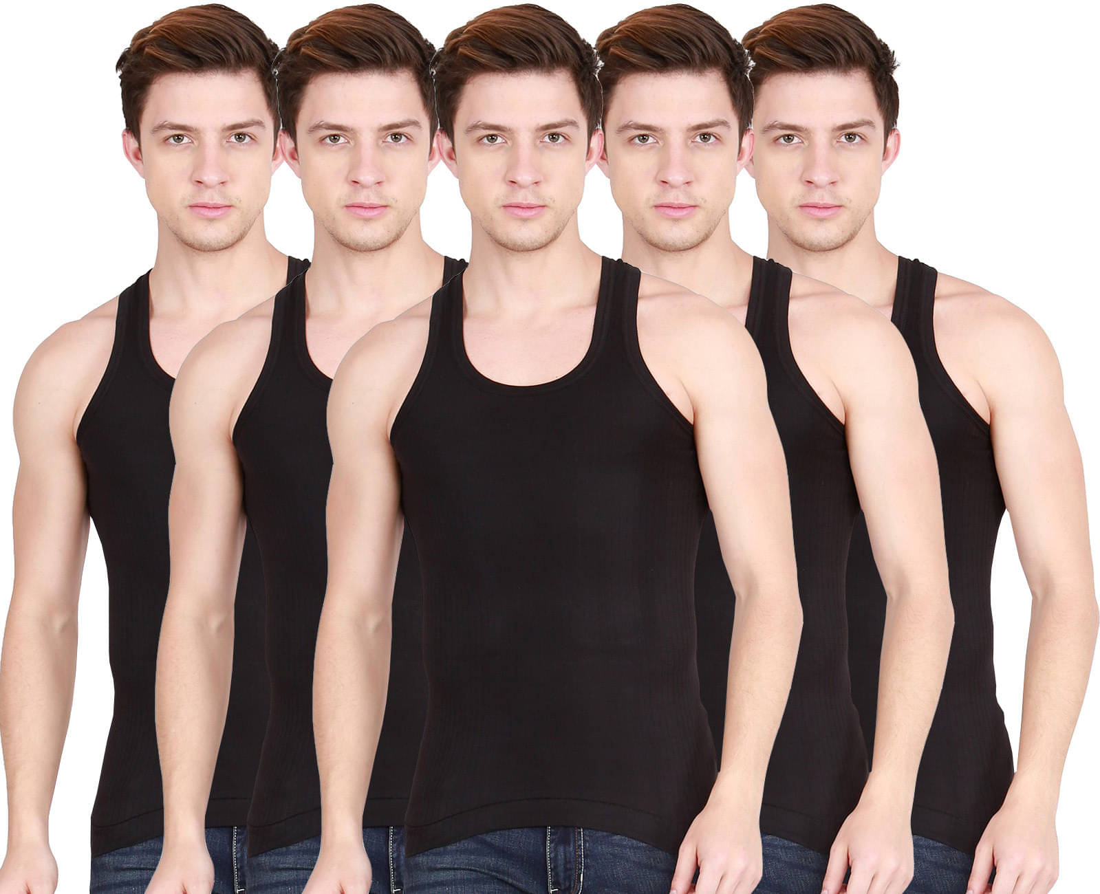 Amul comfy Pack of 5 Cotton Basic Vest For Men ( Black ) Amul comfy Pack of 5 Cotton Basic Vest For Men ( Black )