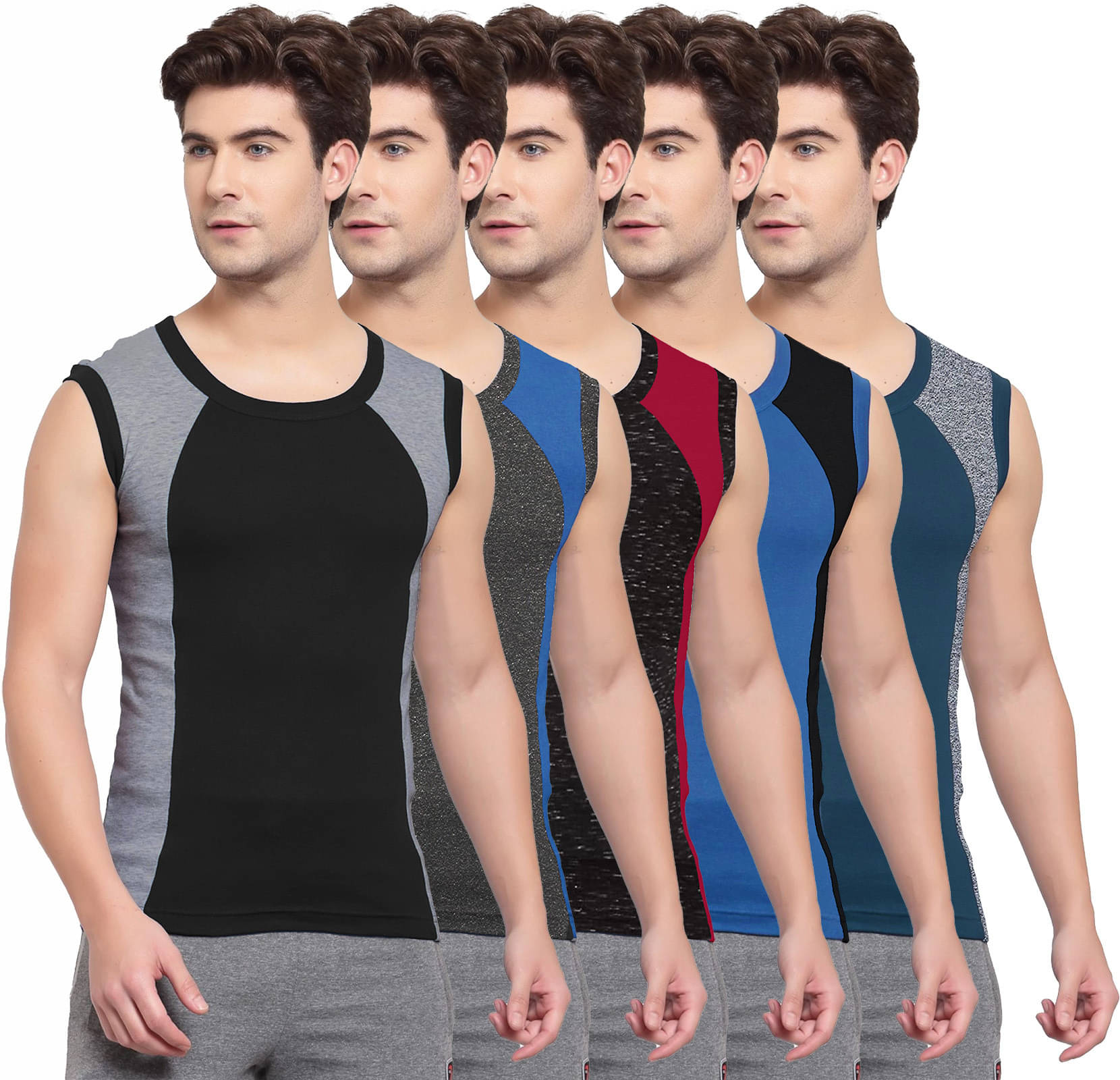 Amul comfy Pack of 5 Cotton Basic Vest For Men ( Multicolor ) Amul comfy Pack of 5 Cotton Basic Vest For Men ( Multicolor )