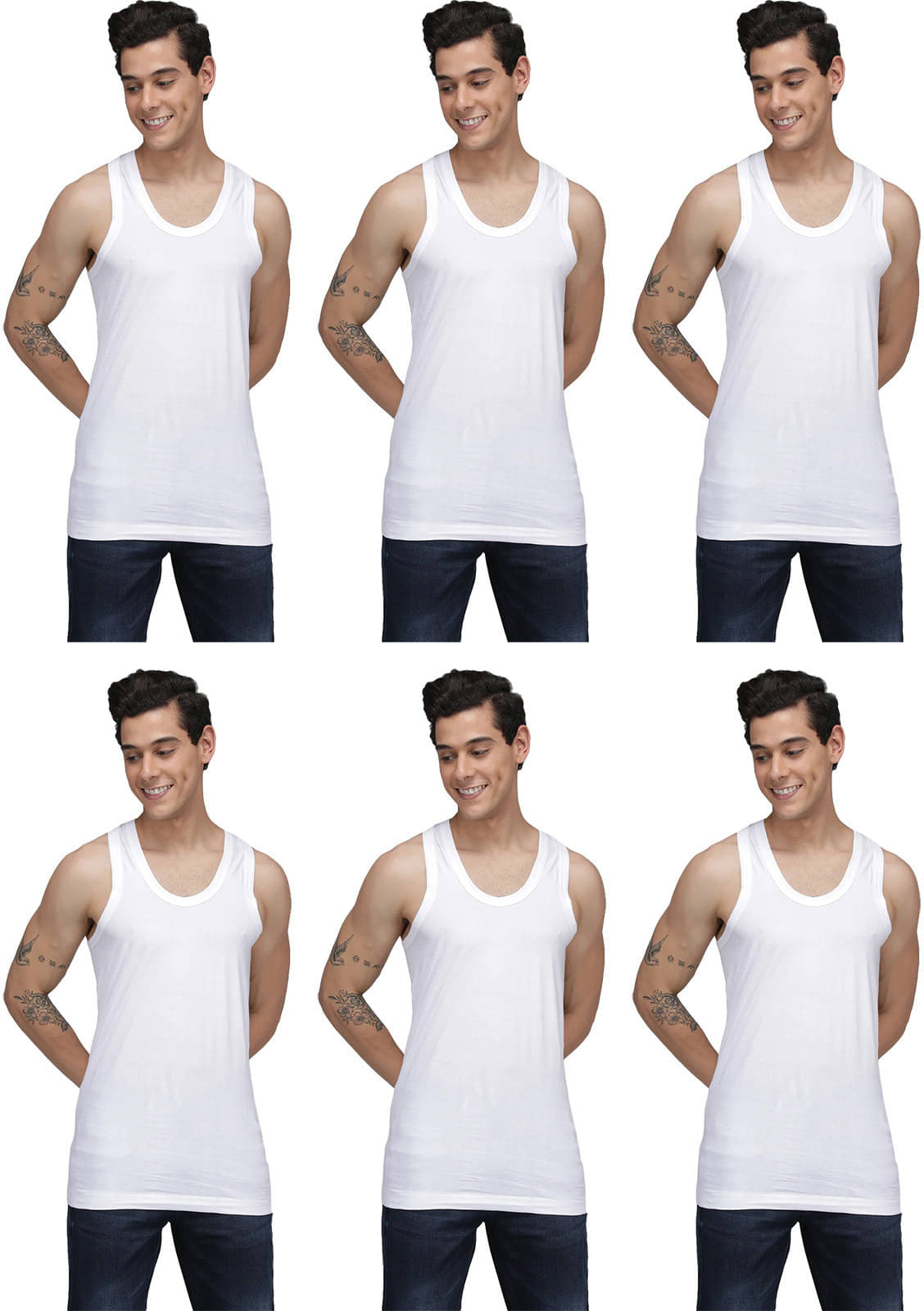 Amul comfy Pack of 6 Cotton Basic Vest For Men ( White ) Amul comfy Pack of 6 Cotton Basic Vest For Men ( White )