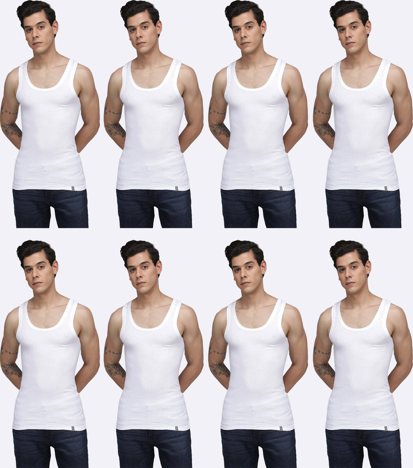 Amul comfy Pack of 8 Cotton Basic Vest For Men ( White ) Amul comfy Pack of 8 Cotton Basic Vest For Men ( White )