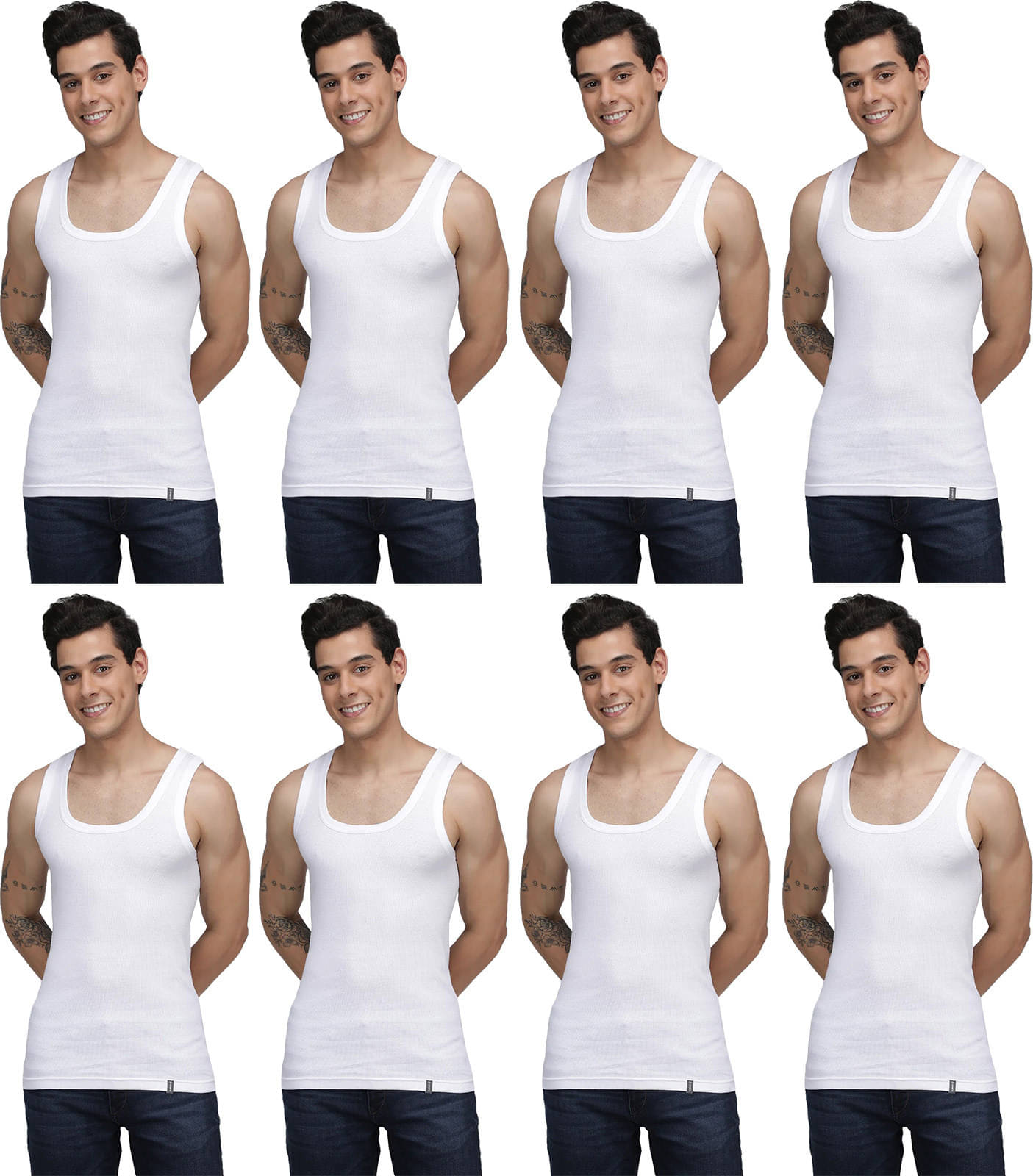 Amul comfy Pack of 8 Cotton Basic Vest For Men ( White ) Amul comfy Pack of 8 Cotton Basic Vest For Men ( White )