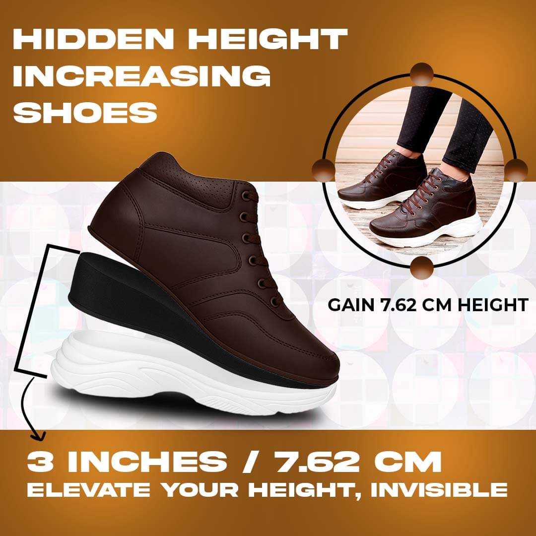 BXXY 3Inch Hidden Height Increasing Brown Men's Outdoor Shoes BXXY 3Inch Hidden Height Increasing Brown Men's Outdoor Shoes