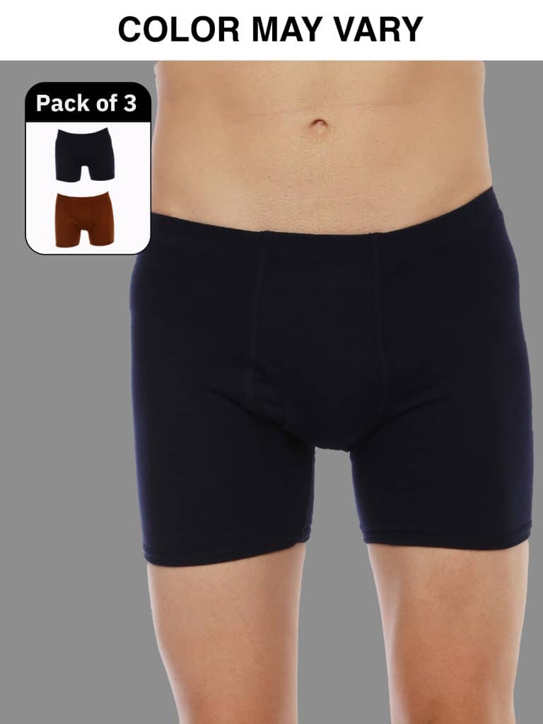 Dollar Lehar Mens Combed Cotton Trunk - Pack of 3 - (Colour May Vary)