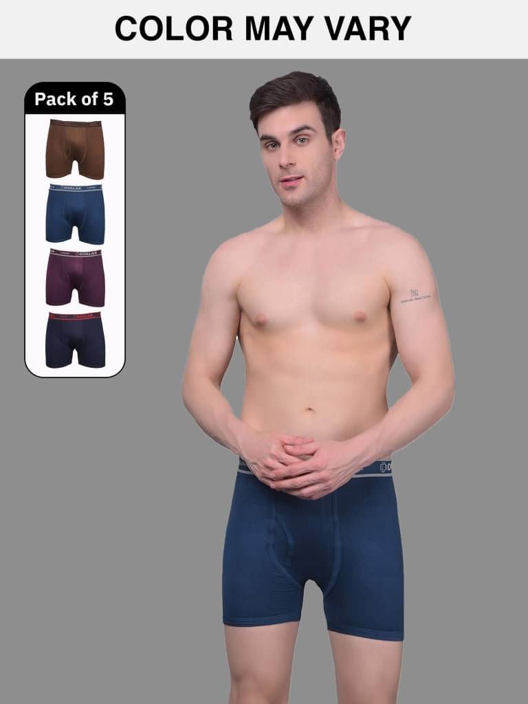     			Dollar Lehar Mens Combed Cotton Trunk - Pack of 5 - (Colour May Vary)