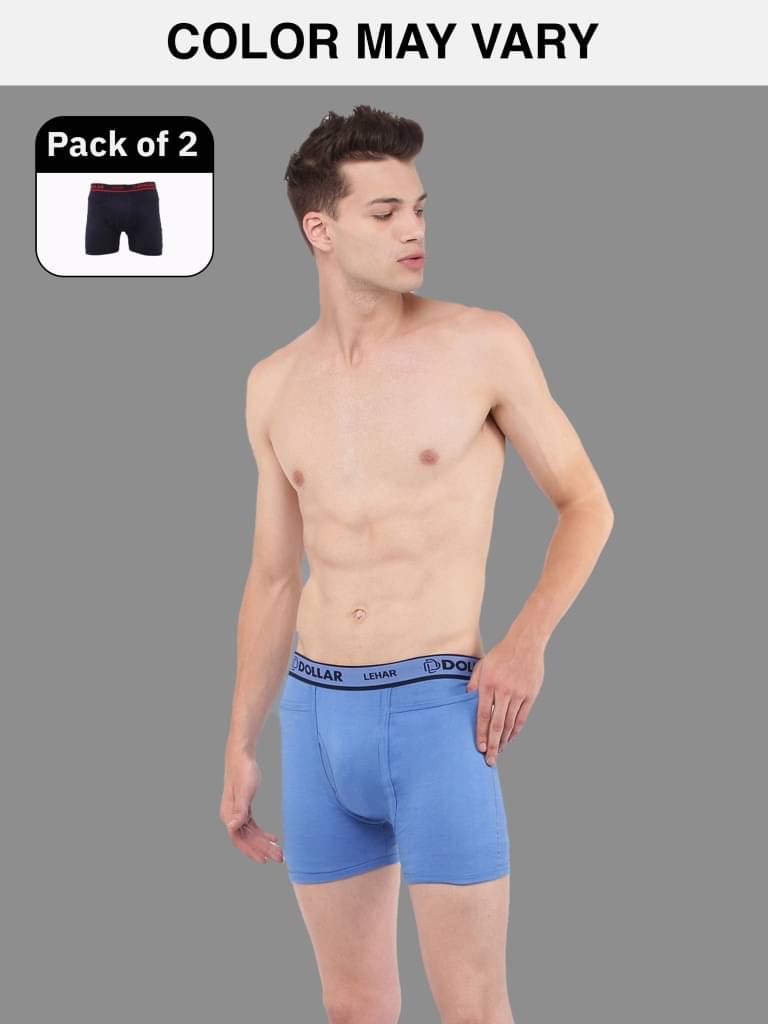     			Dollar Lehar Mens Combed Cotton Trunk - Pack of 2 - (Colour May Vary)