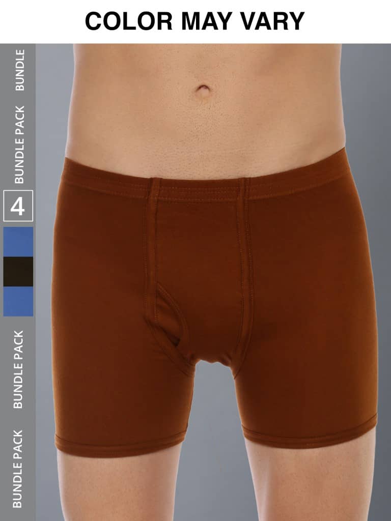 Dollar Lehar Mens Combed Cotton Trunk - Pack of 4 - (Colour May Vary)