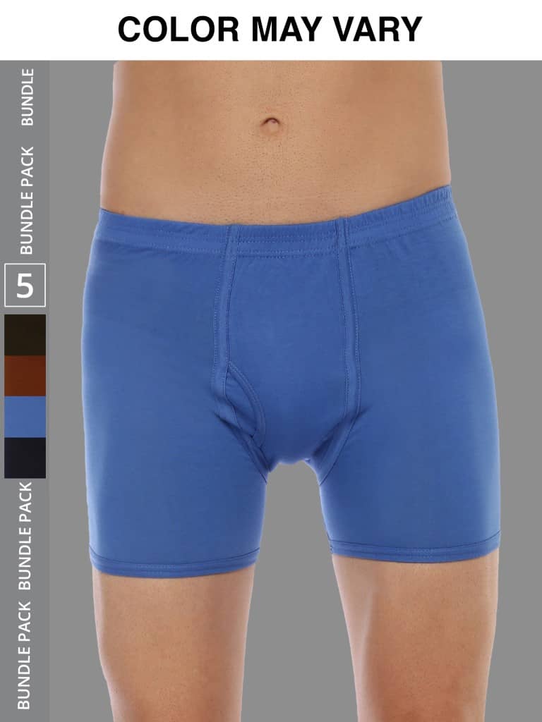 Dollar Lehar Mens Combed Cotton Trunk - Pack of 5 - (Colour May Vary)