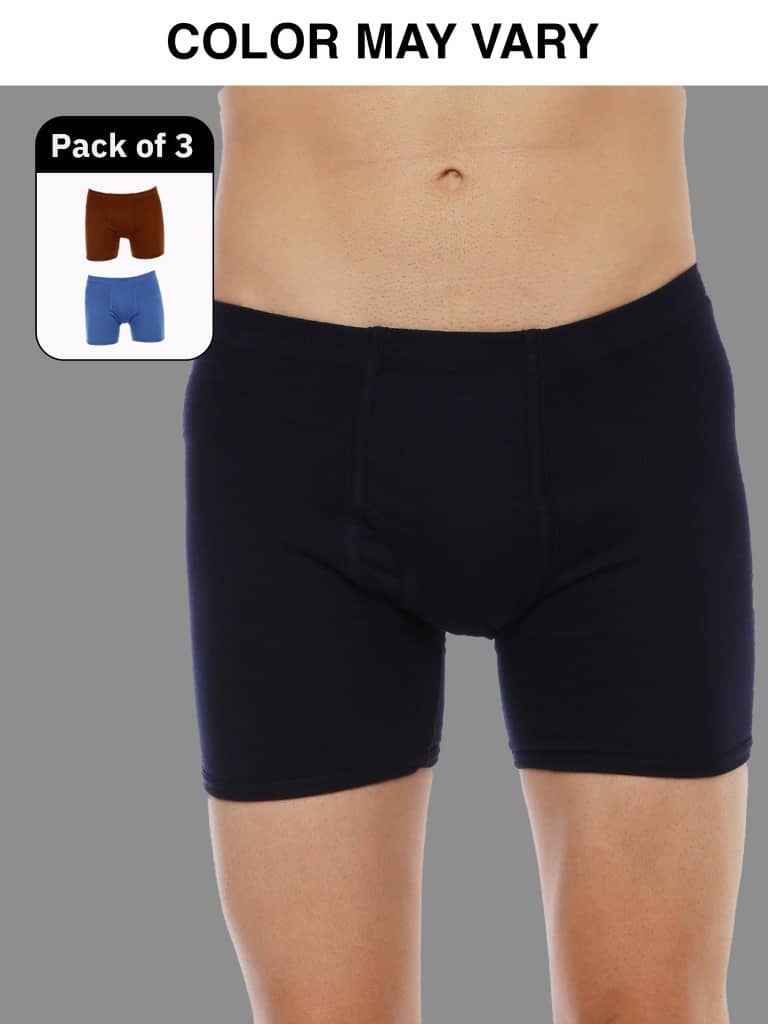 Dollar Lehar Mens Combed Cotton Trunk - Pack of 3 - (Colour May Vary)