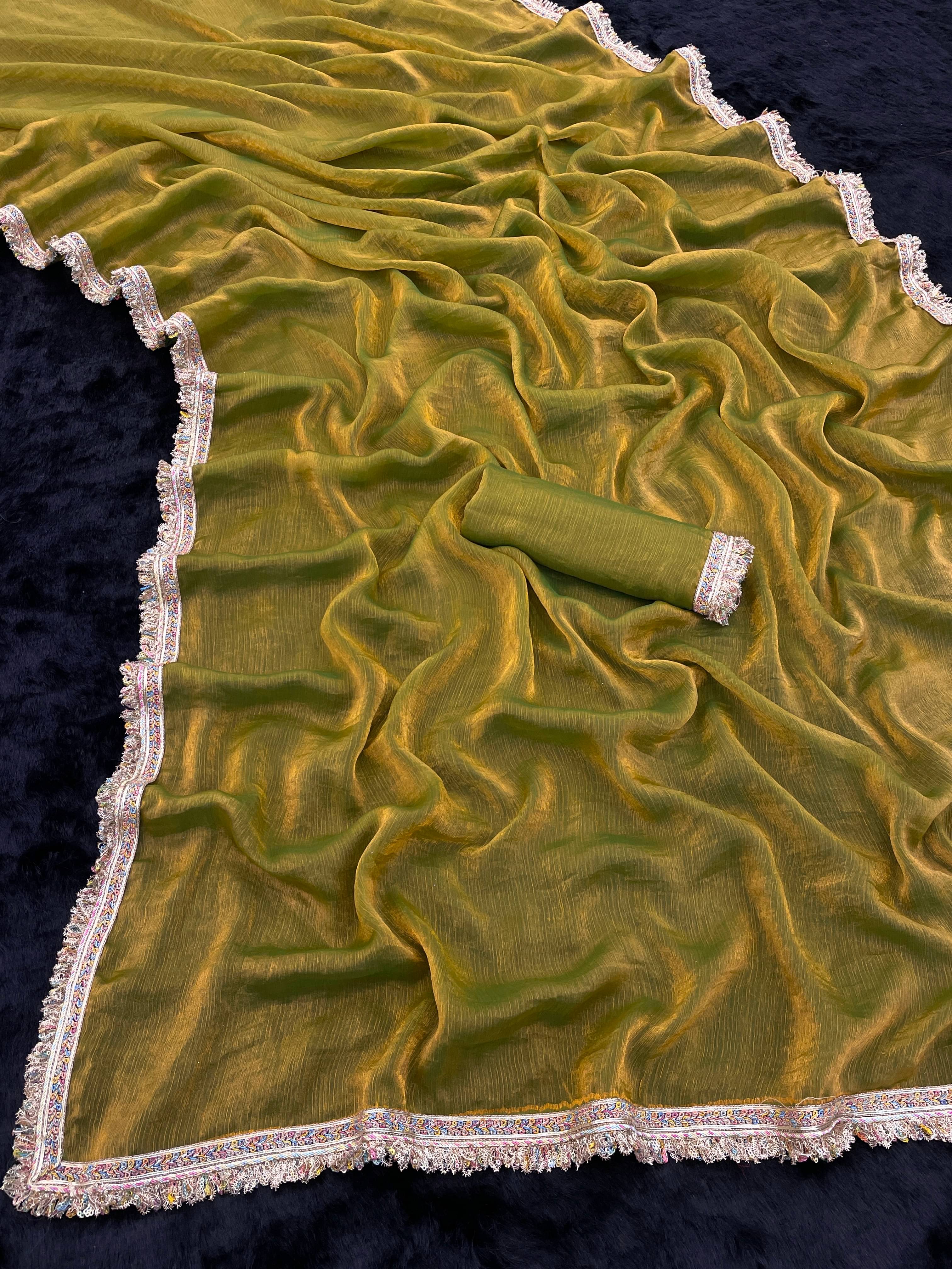 Gullak Nylon Dyed Saree With Unstitched Blouse Piece ( Gold ) Gullak Nylon Dyed Saree With Unstitched Blouse Piece ( Gold )