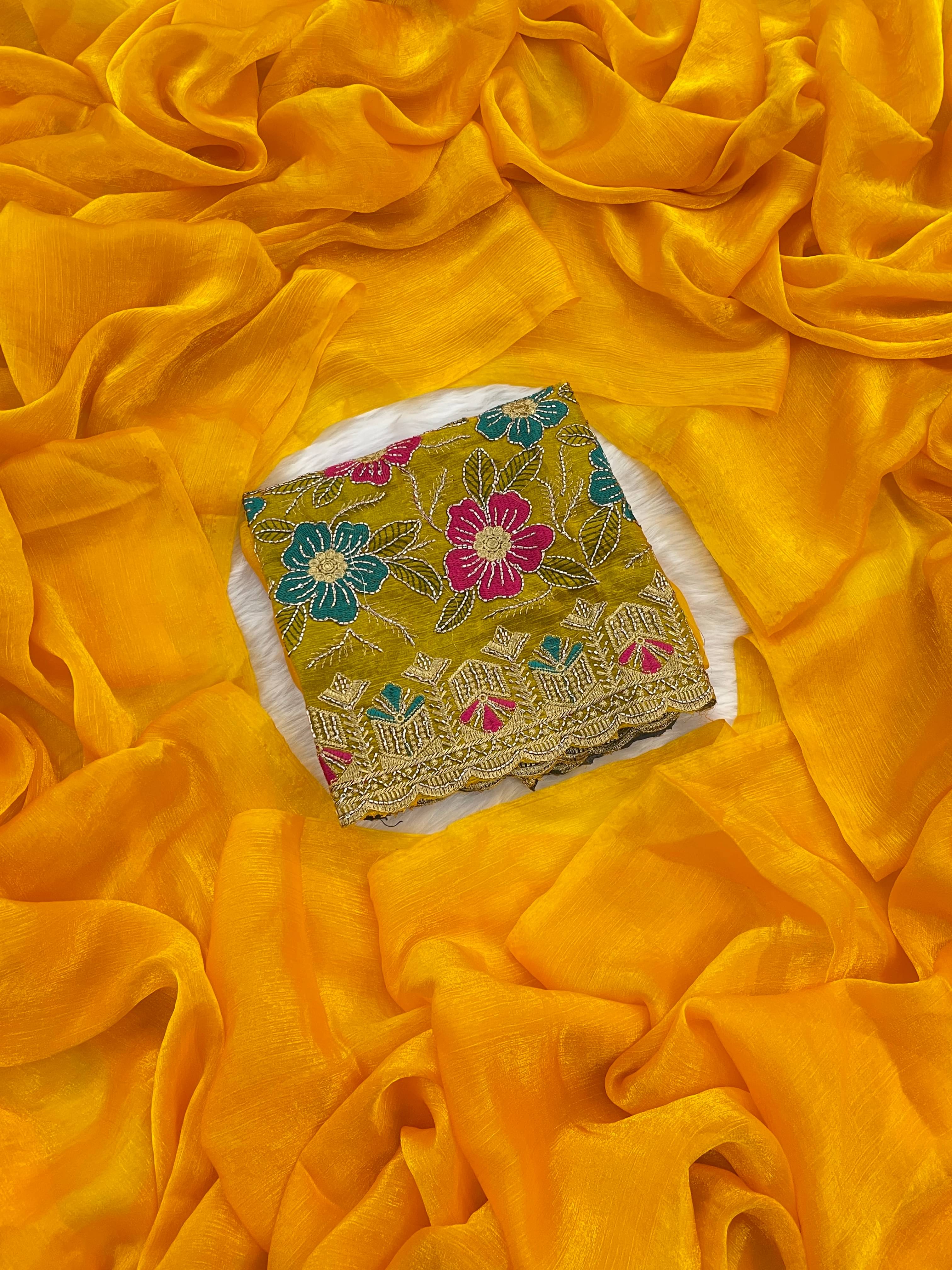 Gullak Nylon Dyed Saree With Unstitched Blouse Piece ( Gold ) Gullak Nylon Dyed Saree With Unstitched Blouse Piece ( Gold )