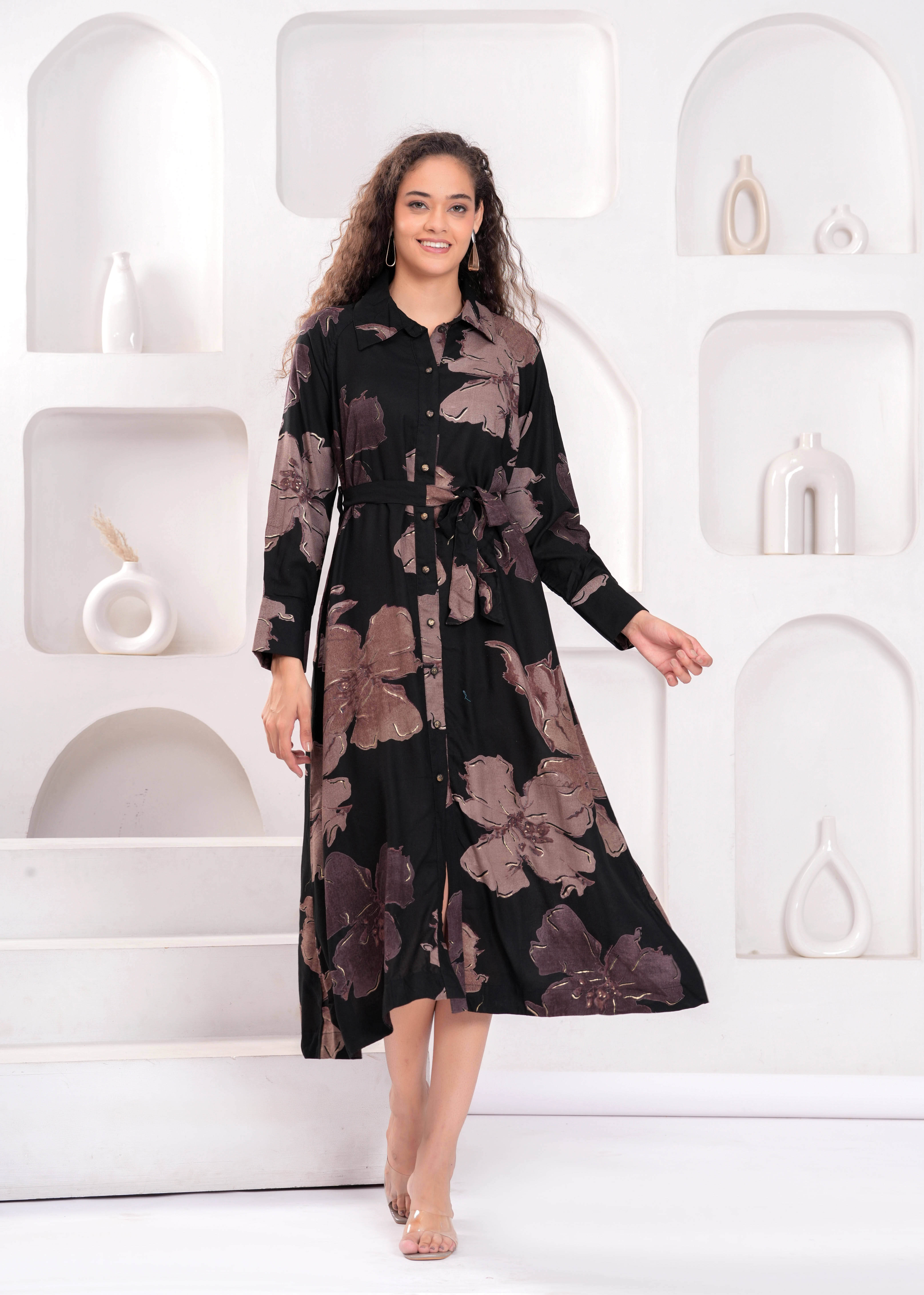 JC4U Women Rayon Self Design Fit & Flare Dress ( Black )     			JC4U Women Rayon Self Design Fit & Flare Dress ( Black )