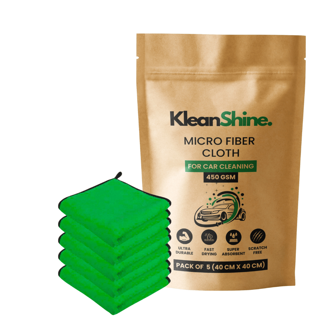     			KLEANSHINE Green 450 GSM Microfiber Cloth For Automobile ( Pack of 5 )