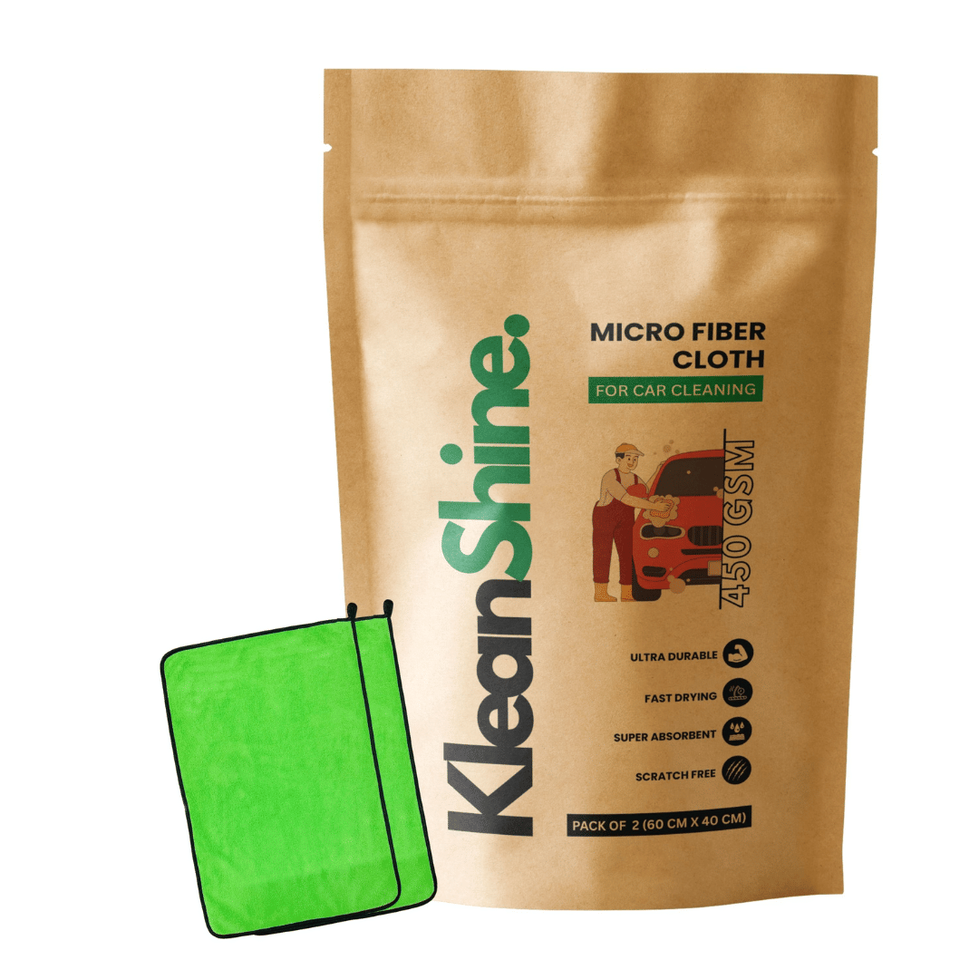     			KLEANSHINE Green 450 GSM Microfiber Cloth For Automobile ( Pack of 2 )
