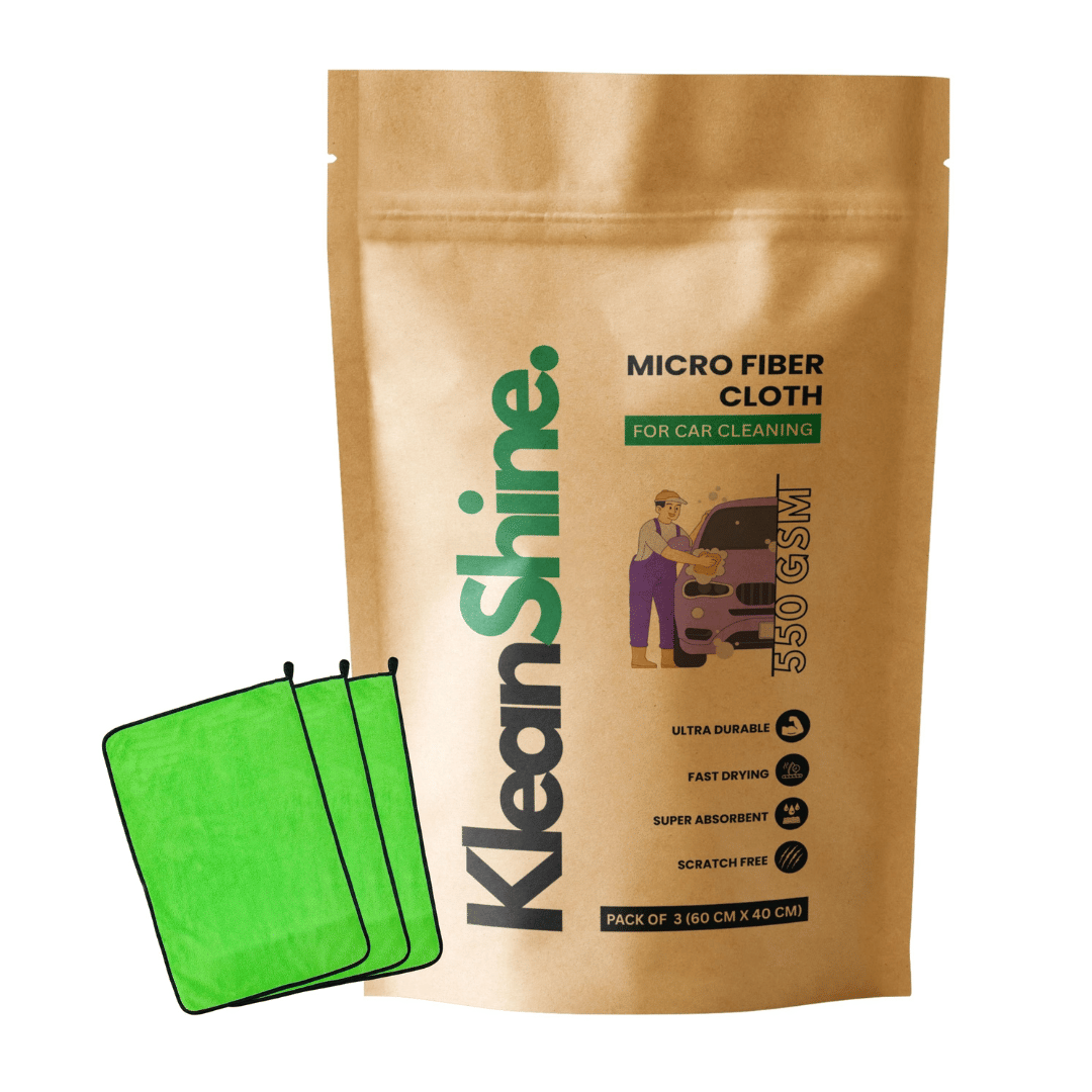     			KLEANSHINE Green 550 GSM Microfiber Cloth For Automobile ( Pack of 3 )