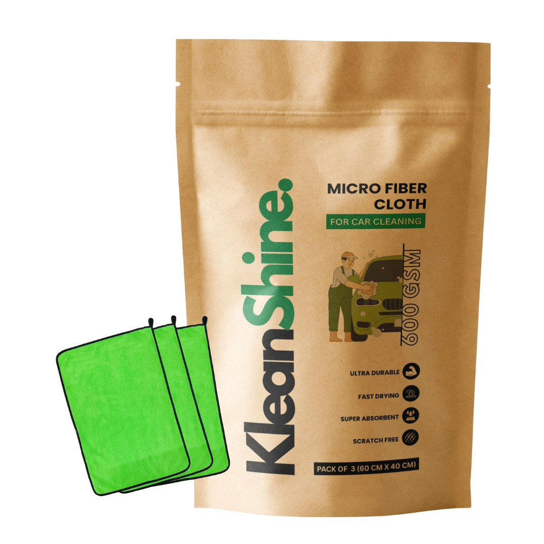    			KLEANSHINE Green 600 GSM Microfiber Cloth For Automobile ( Pack of 3 )