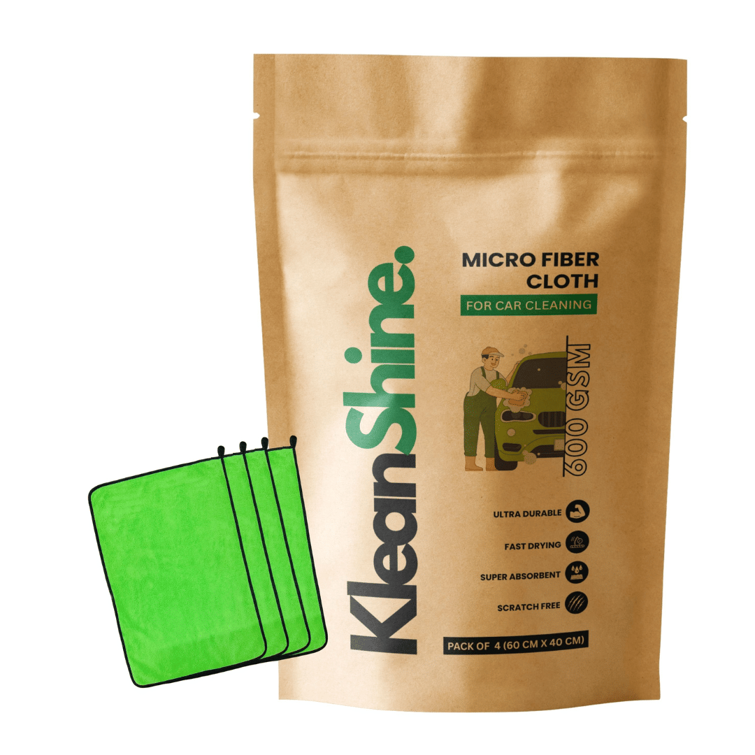     			KLEANSHINE Green 600 GSM Microfiber Cloth For Automobile ( Pack of 4 )