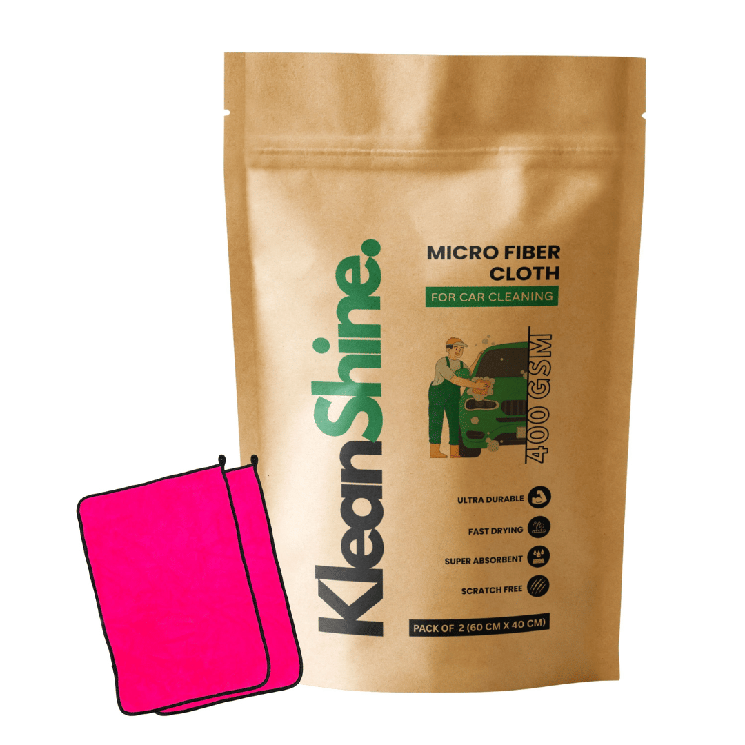     			KLEANSHINE Pink 400 GSM Microfiber Cloth For Automobile ( Pack of 2 )