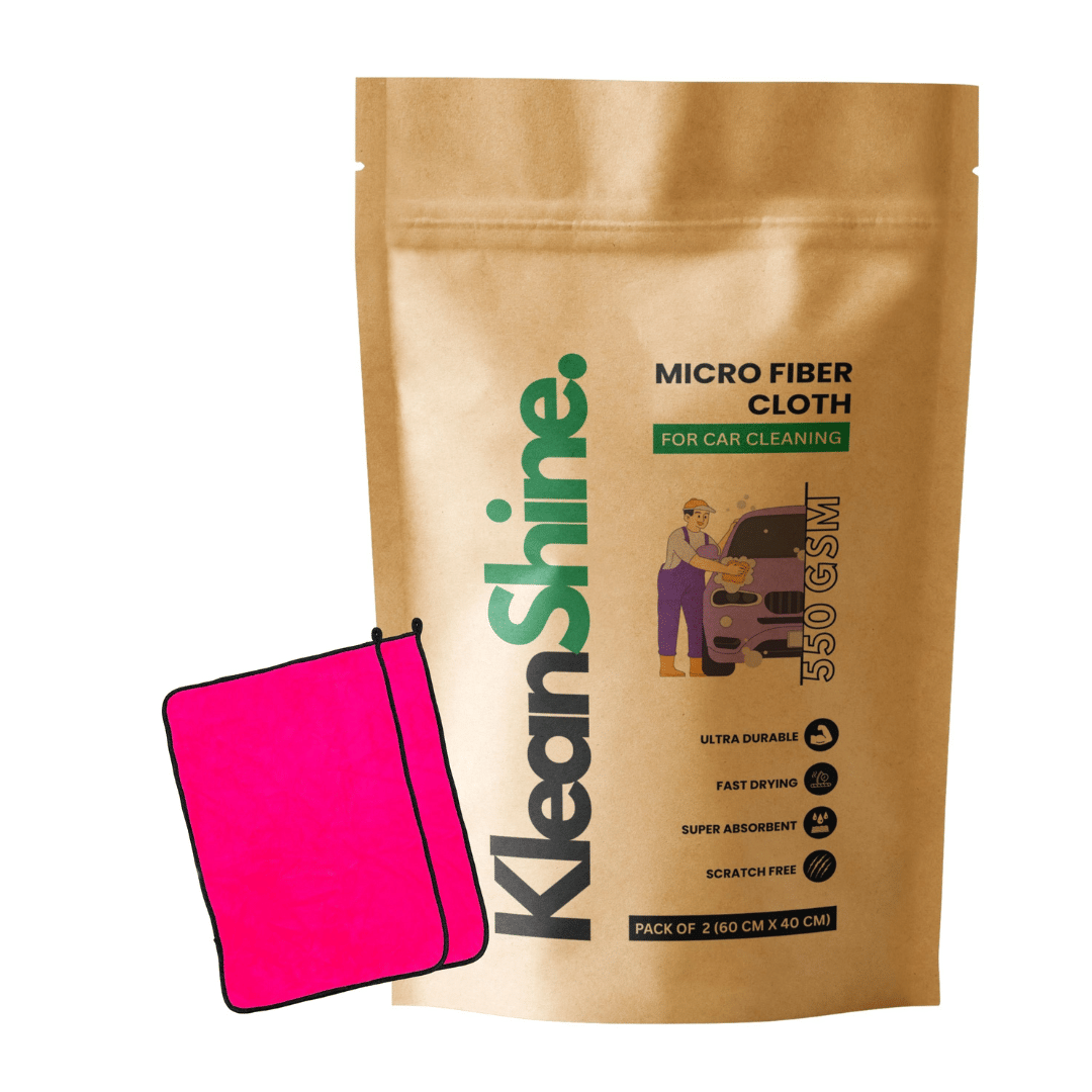     			KLEANSHINE Pink 550 GSM Microfiber Cloth For Automobile ( Pack of 2 )