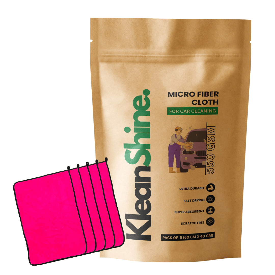     			KLEANSHINE Pink 550 GSM Microfiber Cloth For Automobile ( Pack of 5 )
