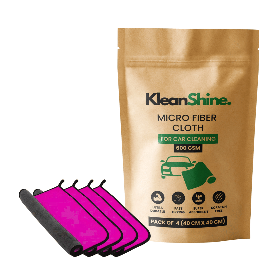     			KLEANSHINE Pink 600 GSM Microfiber Cloth For Automobile ( Pack of 4 )