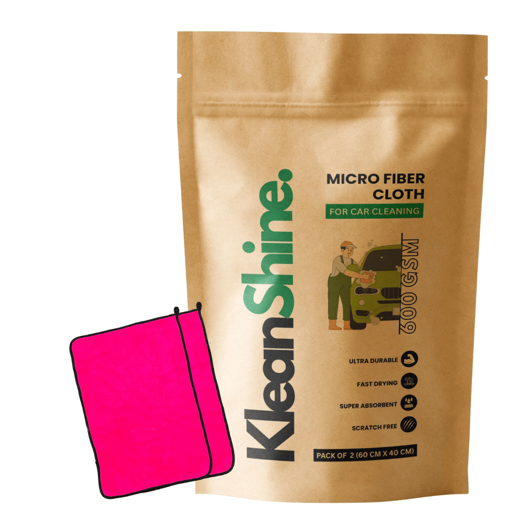     			KLEANSHINE Pink 600 GSM Microfiber Cloth For Automobile ( Pack of 2 )