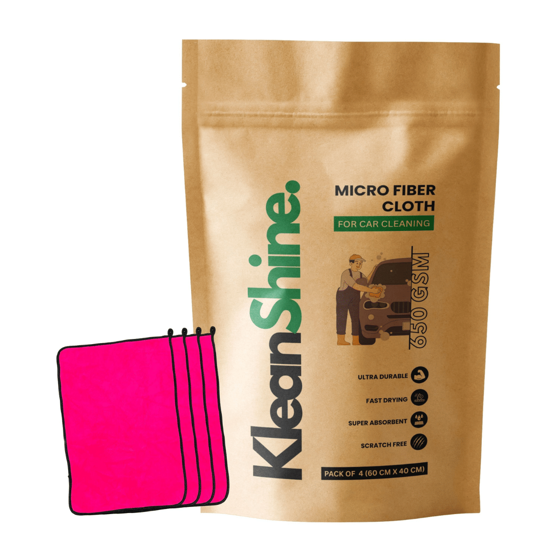     			KLEANSHINE Pink 650 GSM Microfiber Cloth For Automobile ( Pack of 4 )