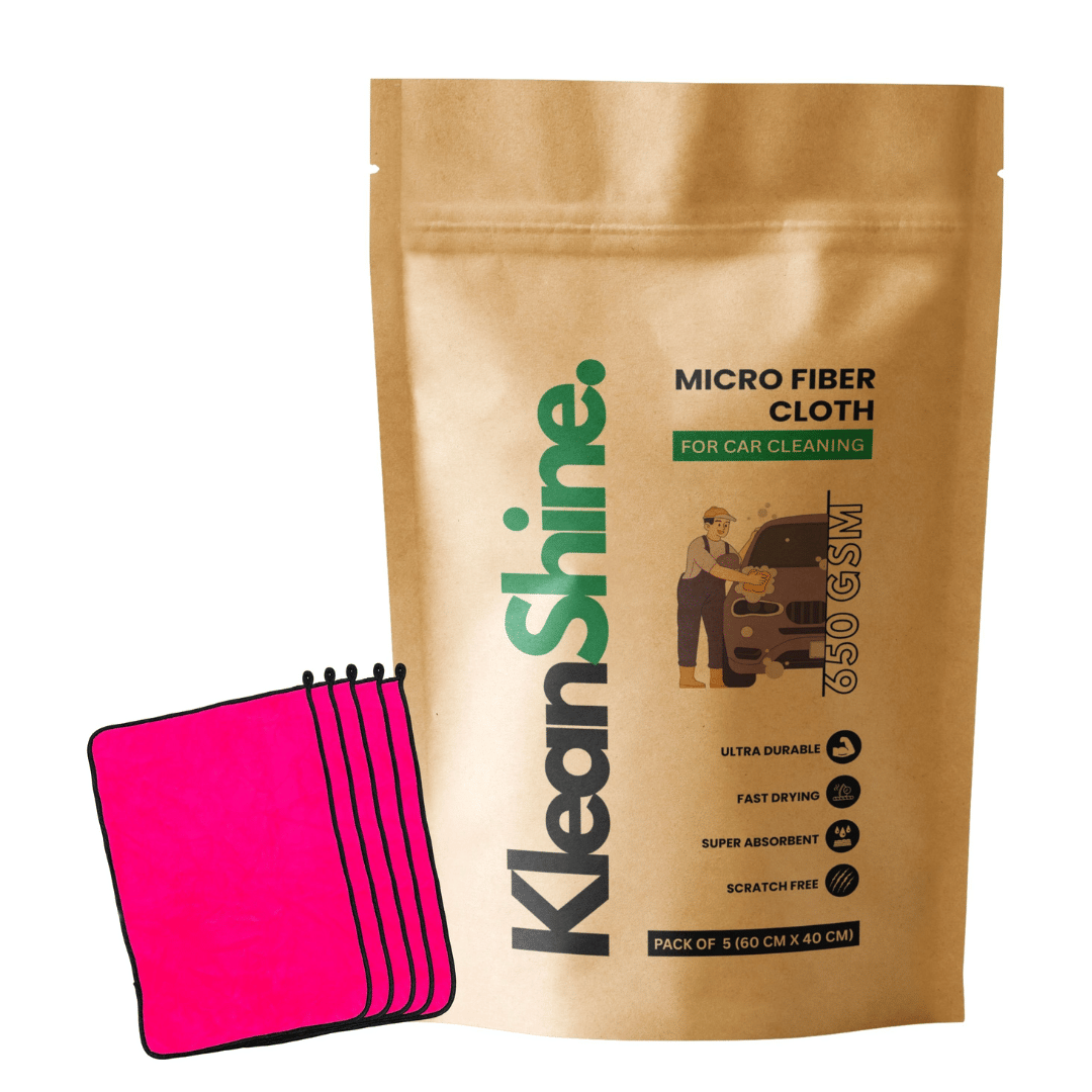     			KLEANSHINE Pink 650 GSM Microfiber Cloth For Automobile ( Pack of 5 )