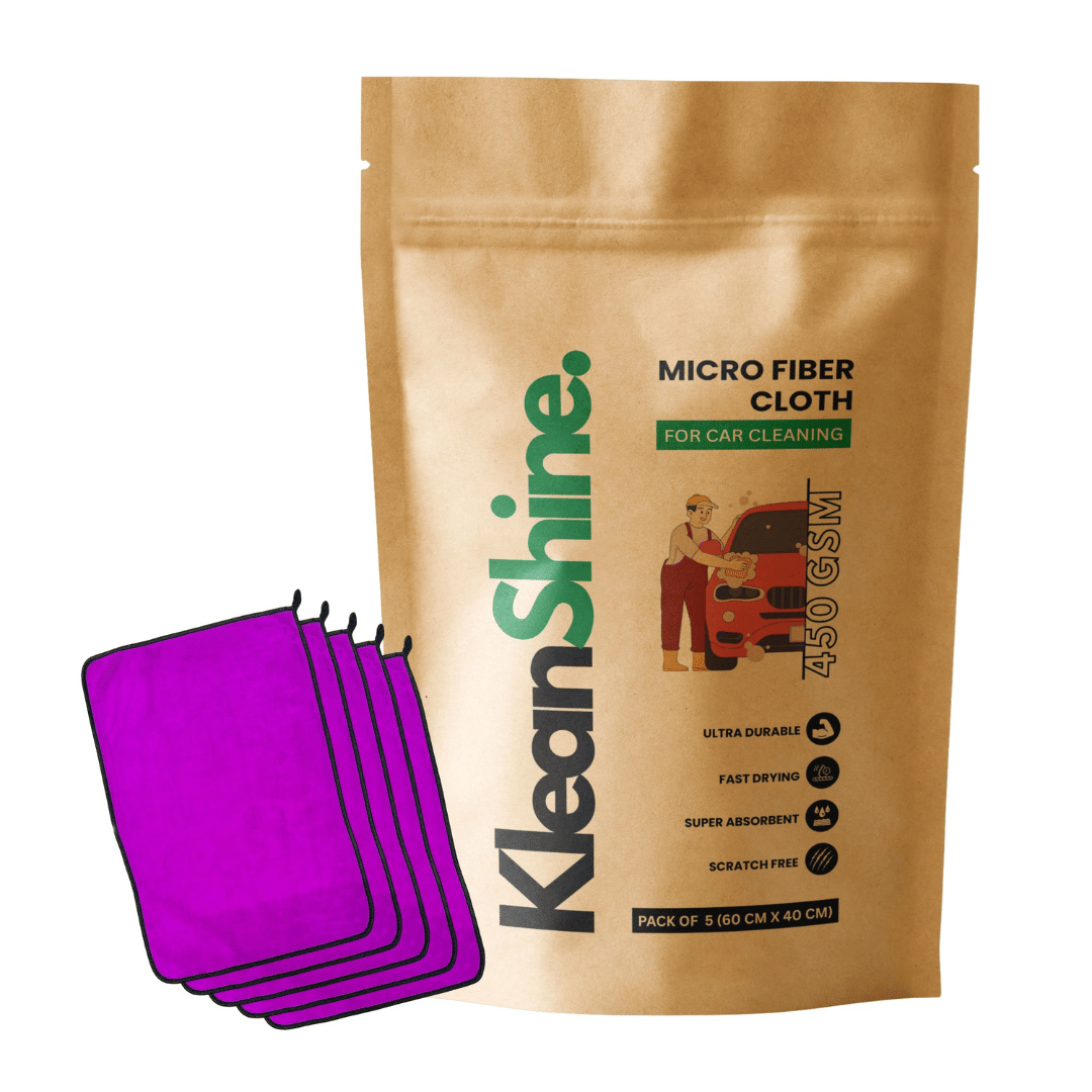     			KLEANSHINE Purple 450 GSM Microfiber Cloth For Automobile ( Pack of 5 )