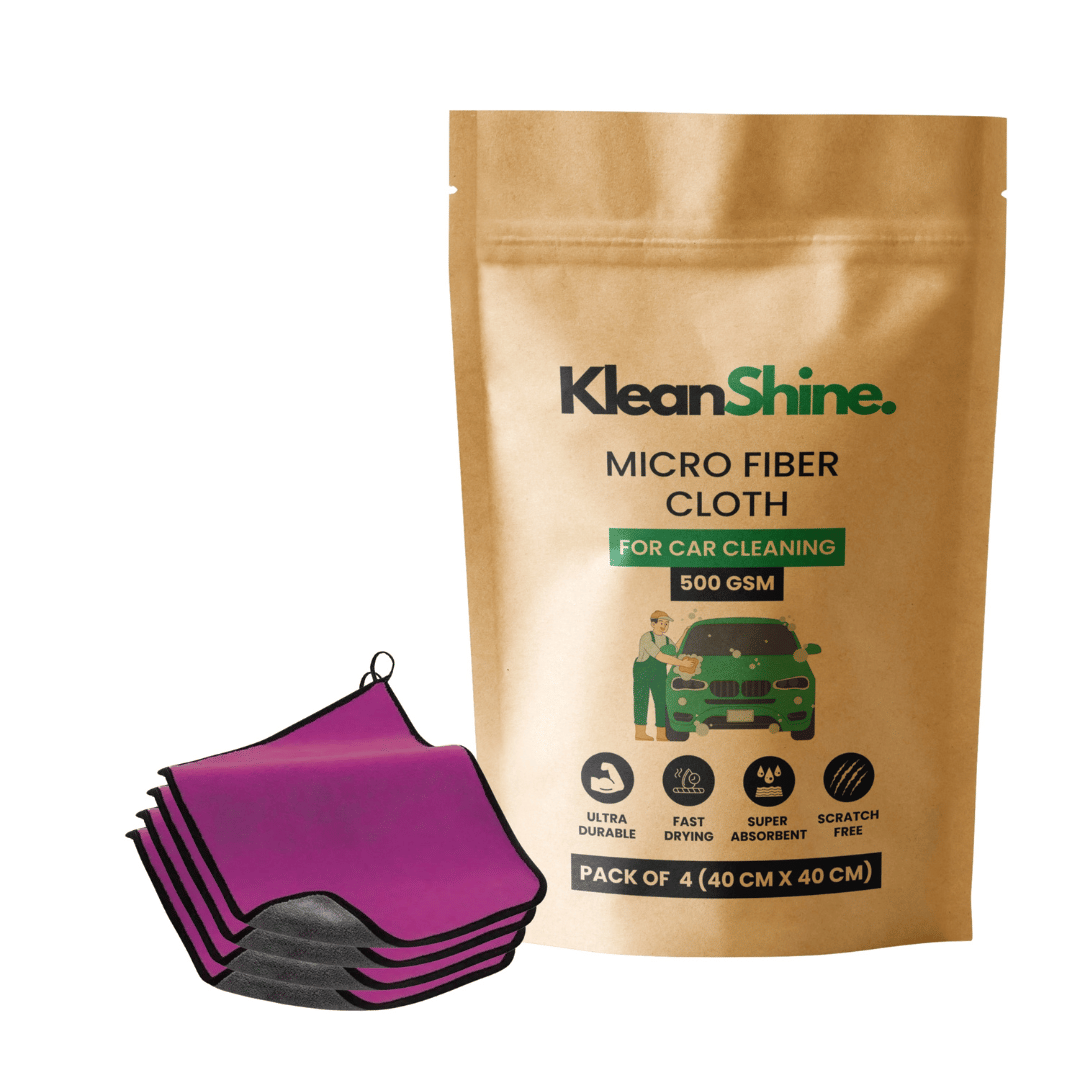     			KLEANSHINE Purple 500 GSM Microfiber Cloth For Automobile ( Pack of 4 )