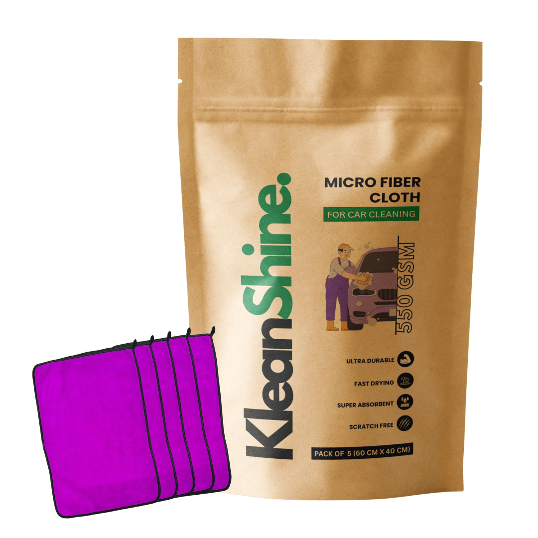     			KLEANSHINE Purple 550 GSM Microfiber Cloth For Automobile ( Pack of 5 )