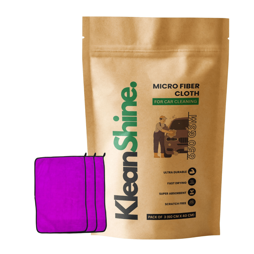     			KLEANSHINE Purple 650 GSM Microfiber Cloth For Automobile ( Pack of 3 )