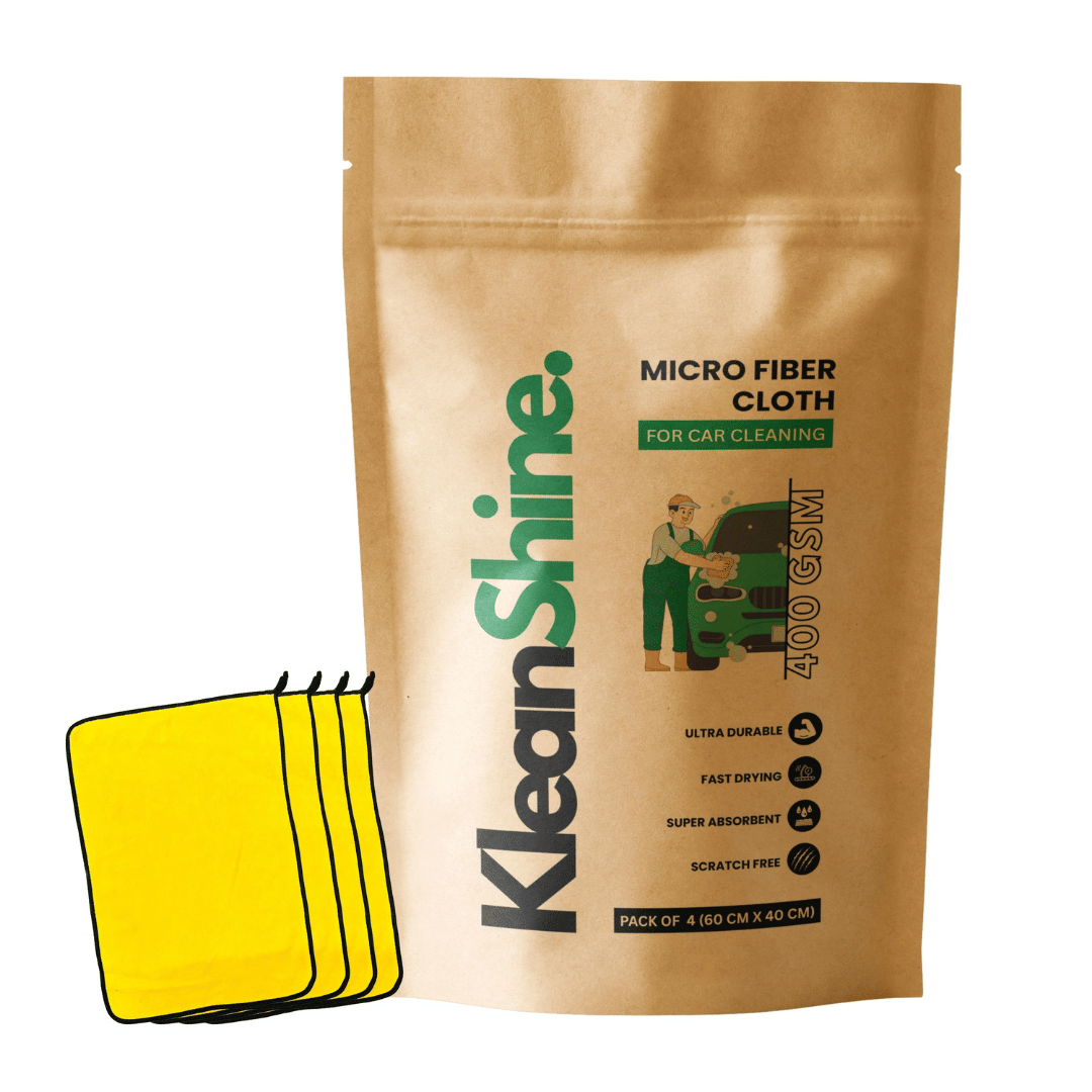     			KLEANSHINE Yellow 400 GSM Microfiber Cloth For Automobile ( Pack of 4 )