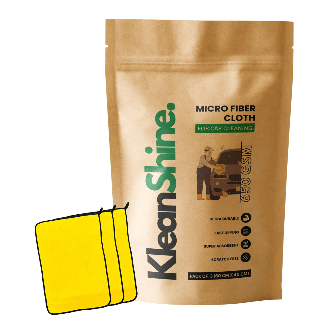     			KLEANSHINE Yellow 650 GSM Microfiber Cloth For Automobile ( Pack of 3 )