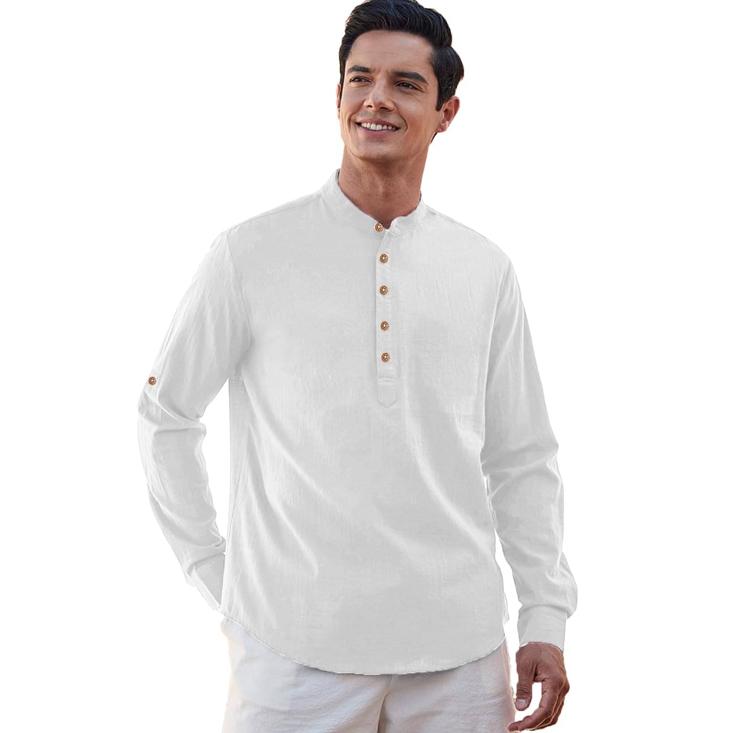     			KNOWTED White Cotton Men's Shirt Style Kurta ( Pack of 1 )