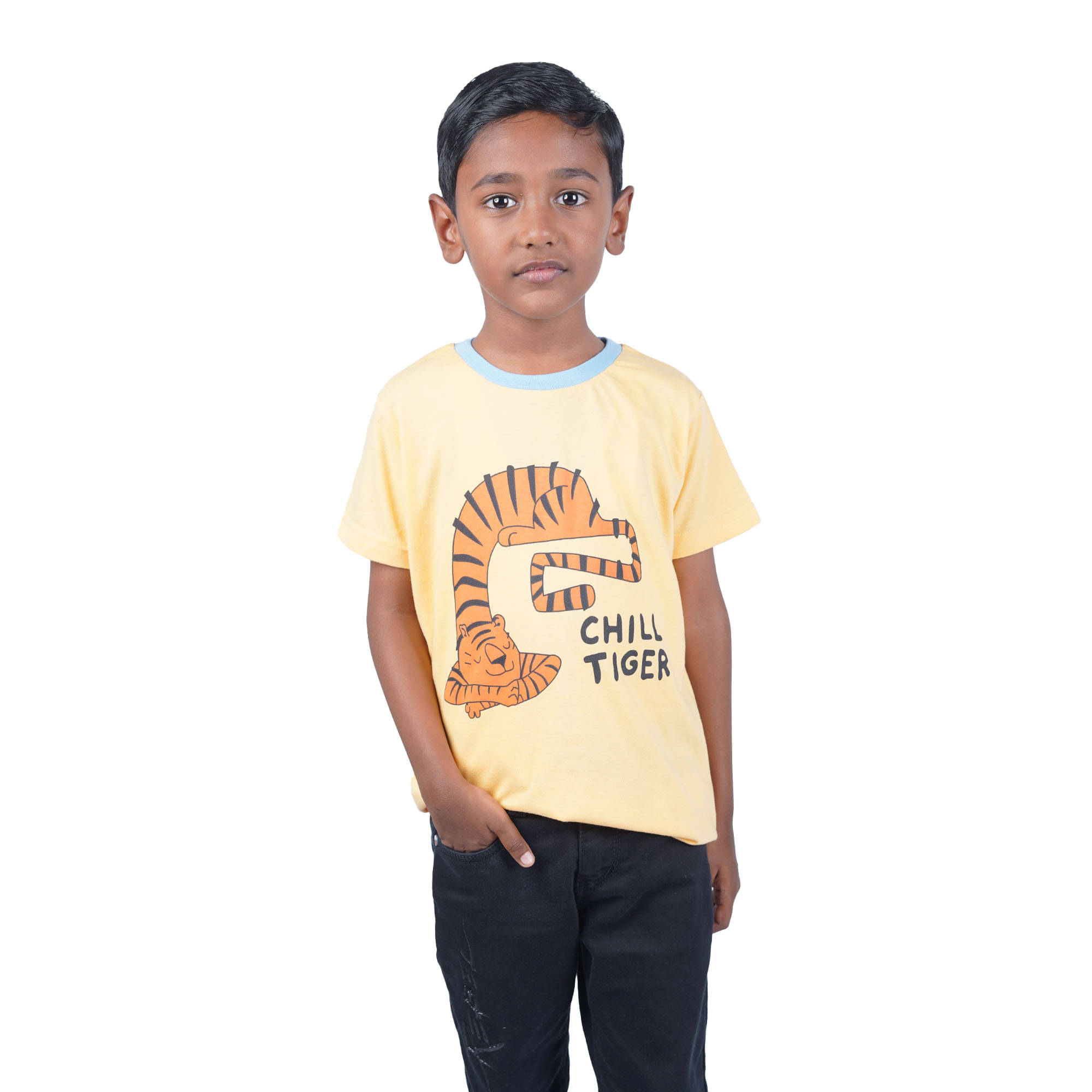     			Kidzee Kingdom Pack of 1 Boys Cotton T-Shirt ( Yellow )