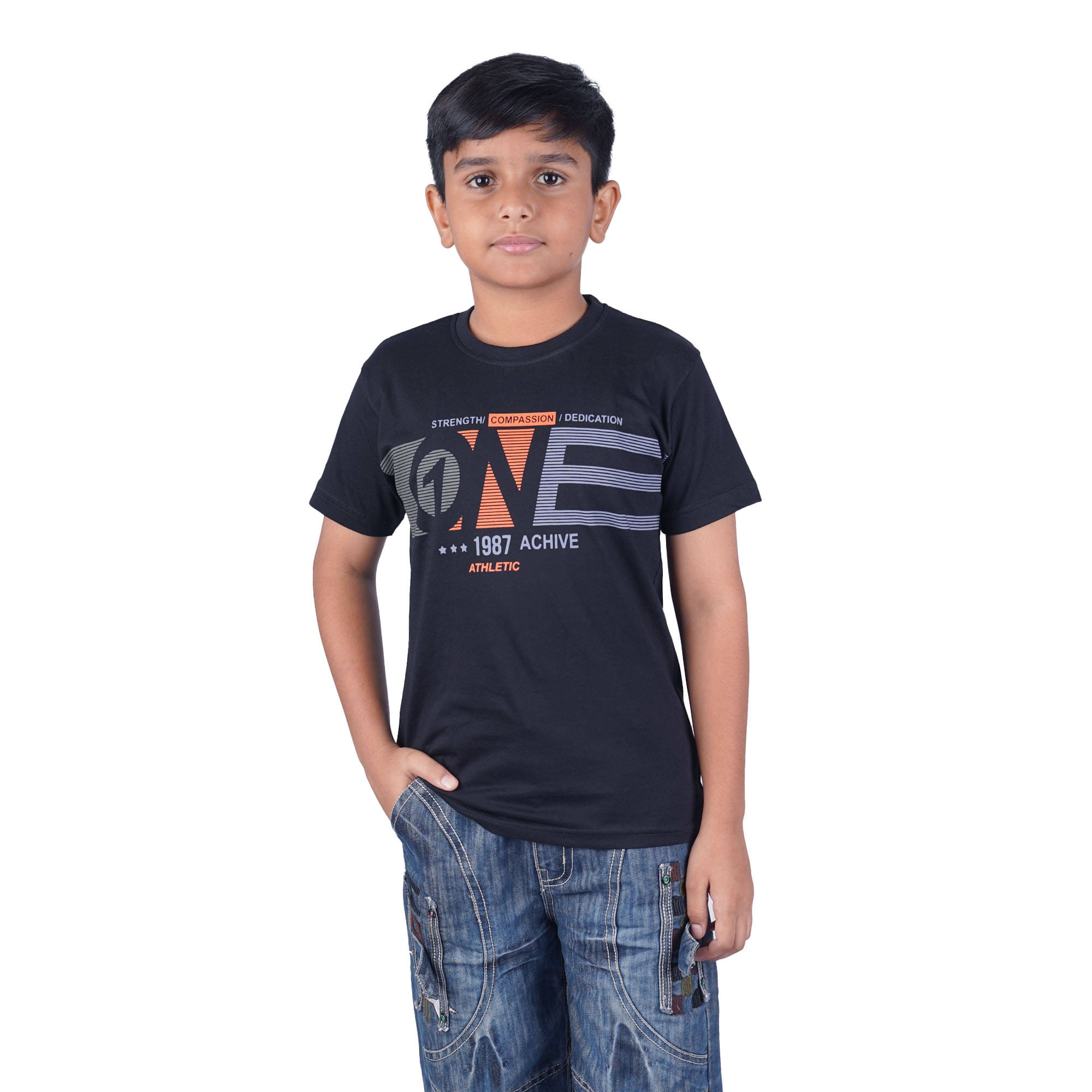     			Kidzee Kingdom Pack of 1 Boys Cotton T-Shirt ( Dark Blue )
