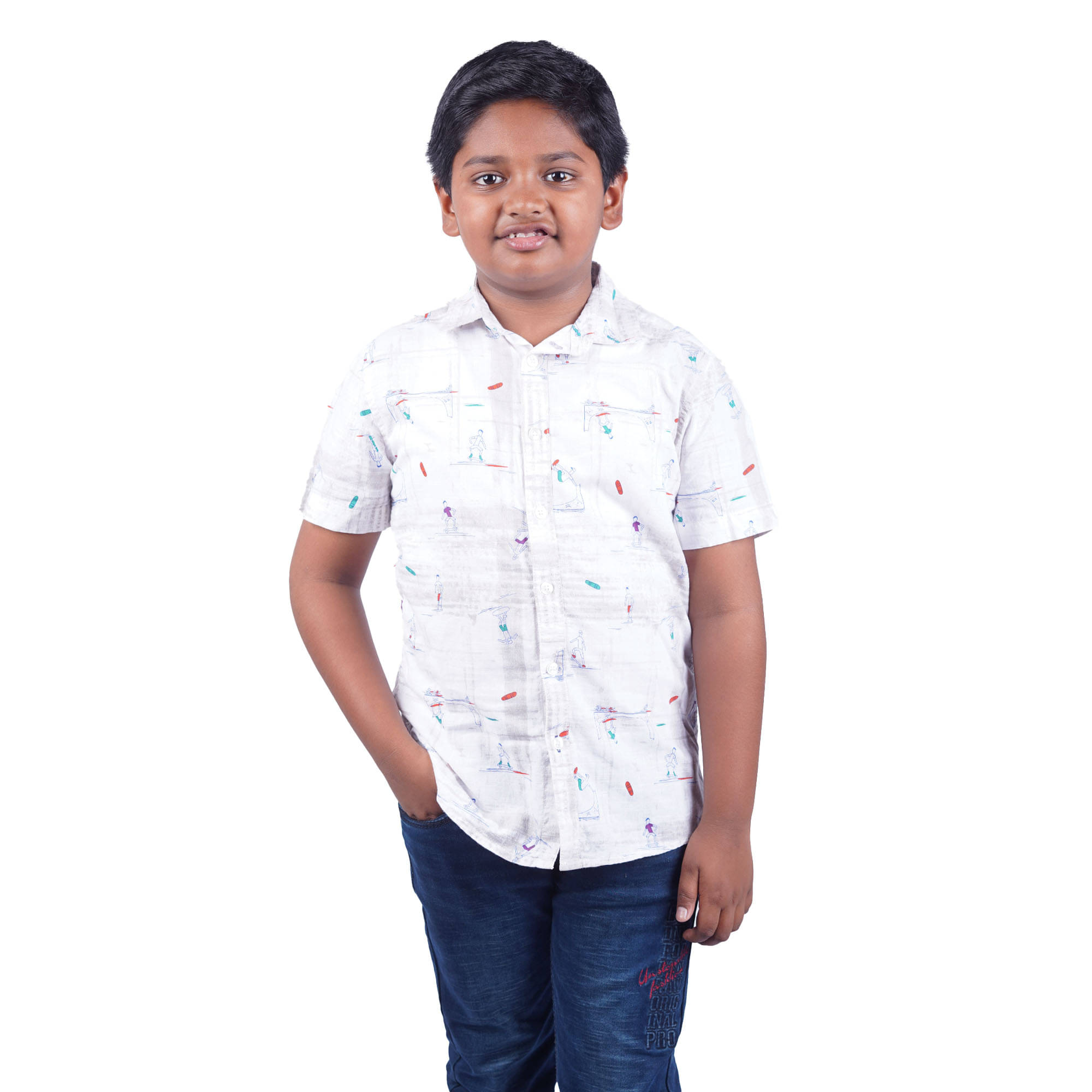     			Kidzee Kingdom Pack of 1 Boys 100% Cotton Half Sleeves Shirt ( White )