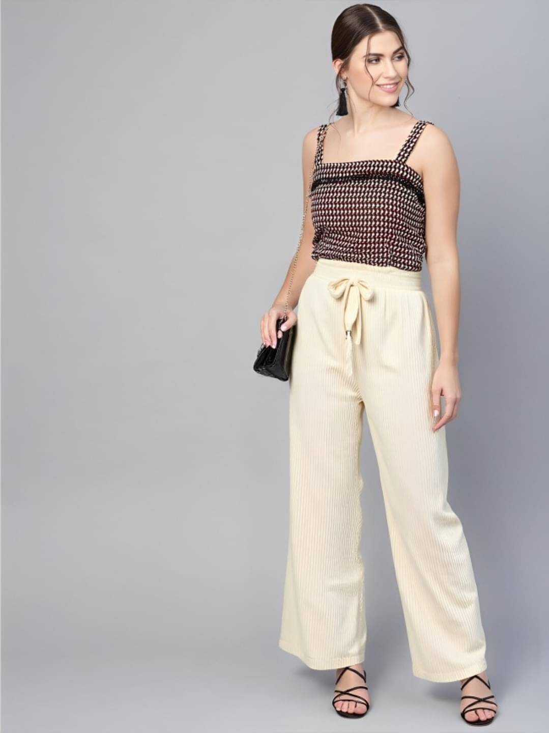     			MAYKR Pack of 1 Polyester Straight Women's Casual Pants ( Black )