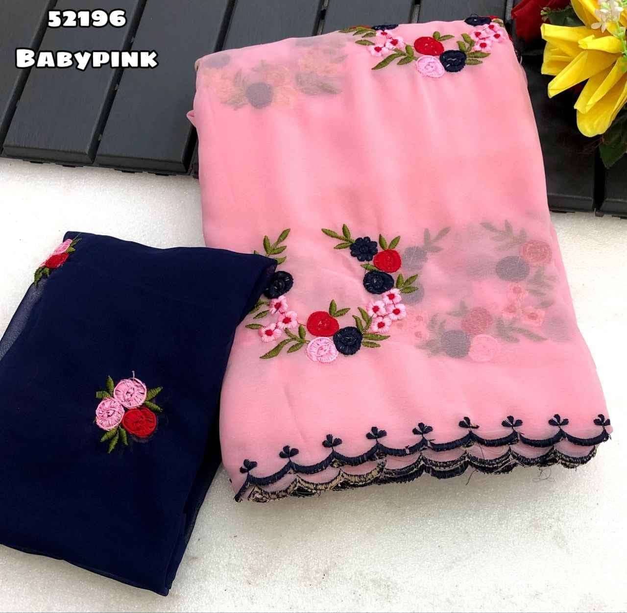 Maruti Traders Georgette Embroidered Saree With Unstitched Blouse Piece ( Pink ) Maruti Traders Georgette Embroidered Saree With Unstitched Blouse Piece ( Pink )